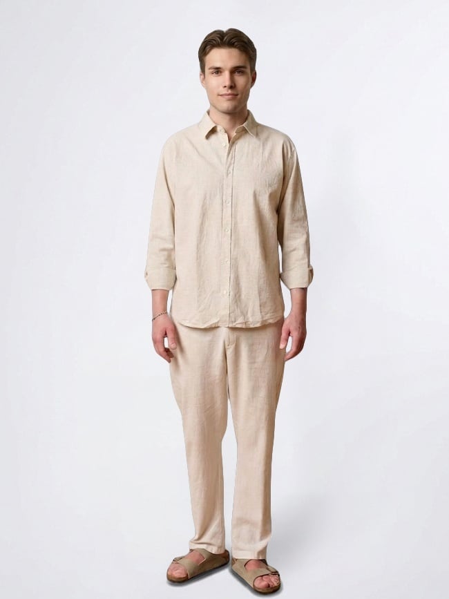 CLEAN CUT COPENHAGEN Luca Shirt Long Sleeve Light Beige