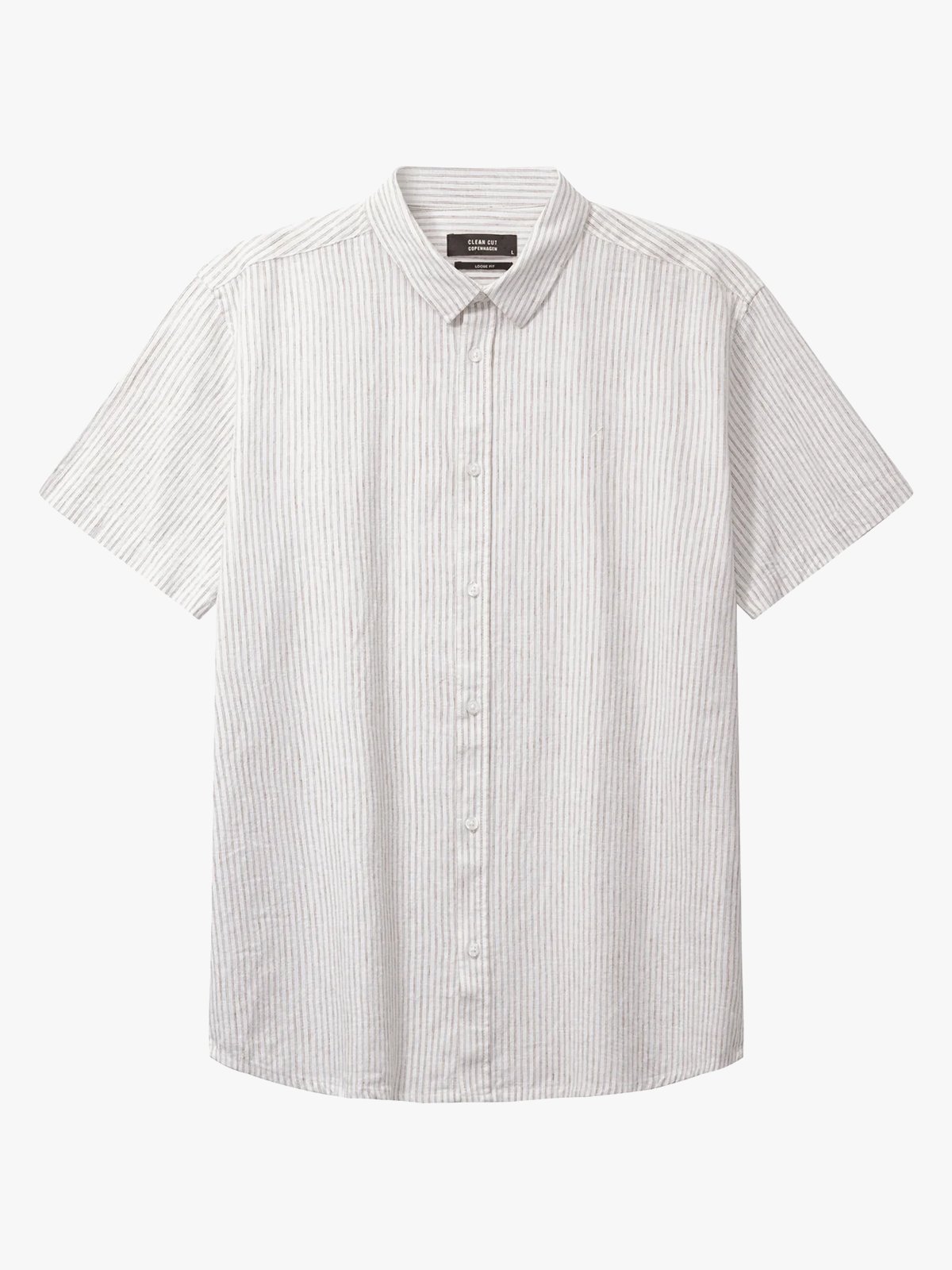 CLEAN CUT COPENHAGEN Luca Striped Short Sleeve Shirt White / Shitake