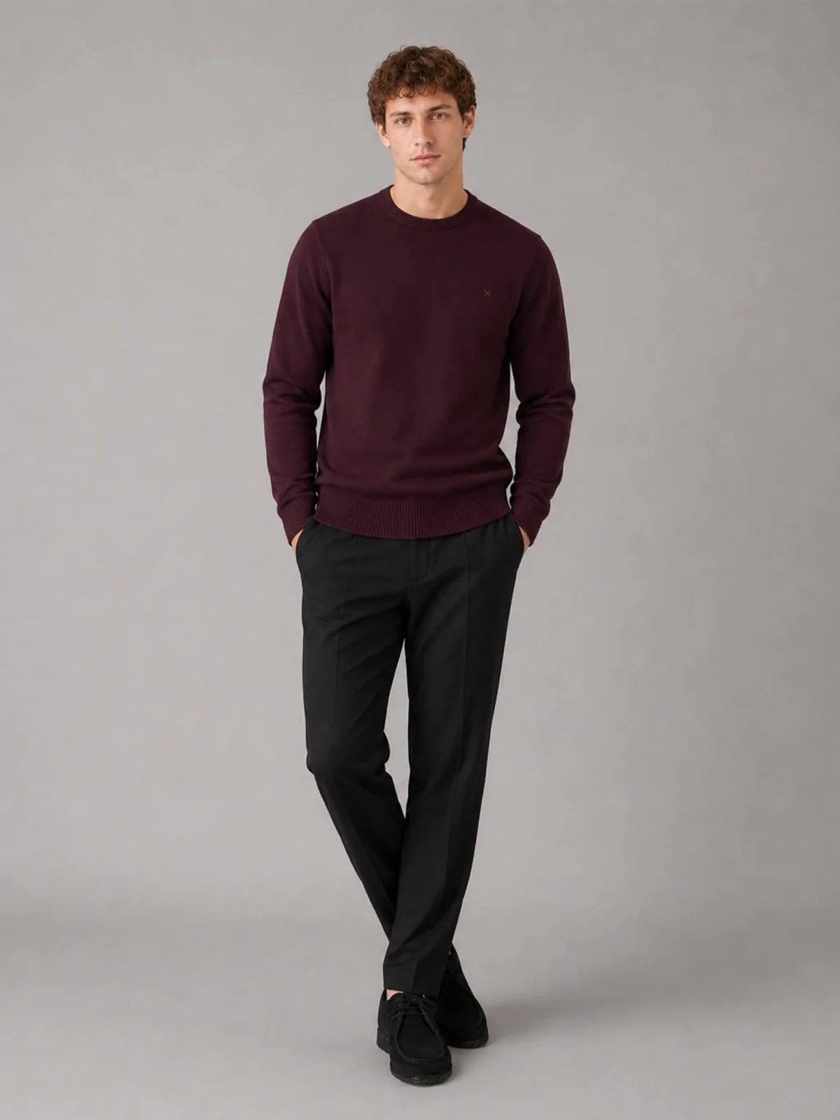 Clean Cut Copenhagen Merino Crewneck Knit Huckleberry Melange