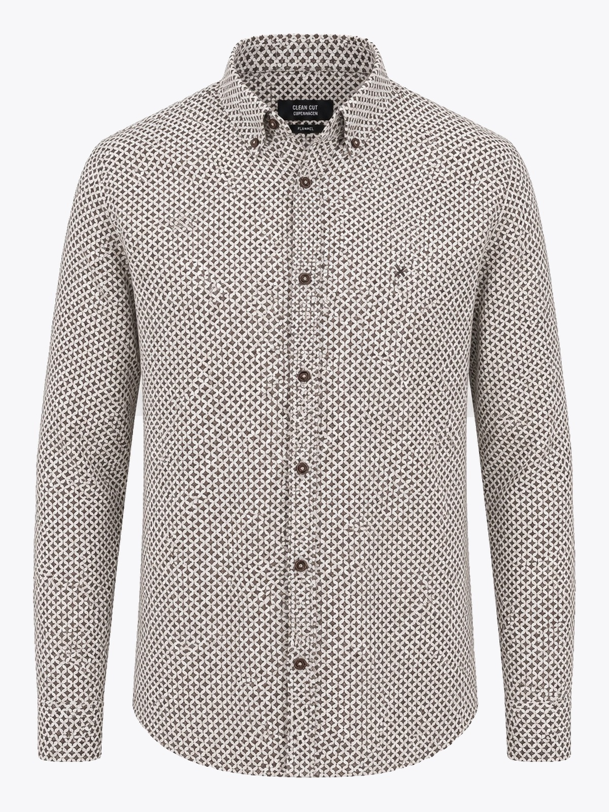 Clean Cut Copenhagen AOP Flannel Shirt Ecru/brown