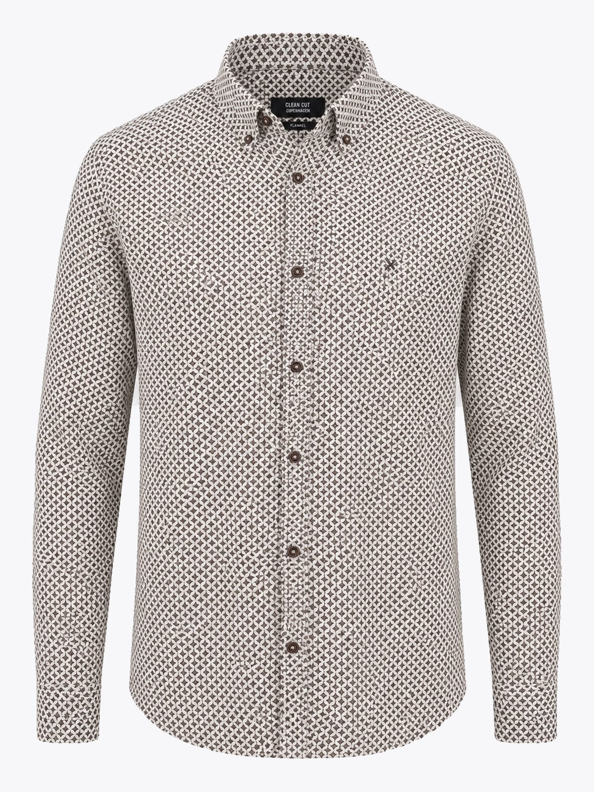 Clean Cut Copenhagen AOP Flannel Shirt Ecru/brown