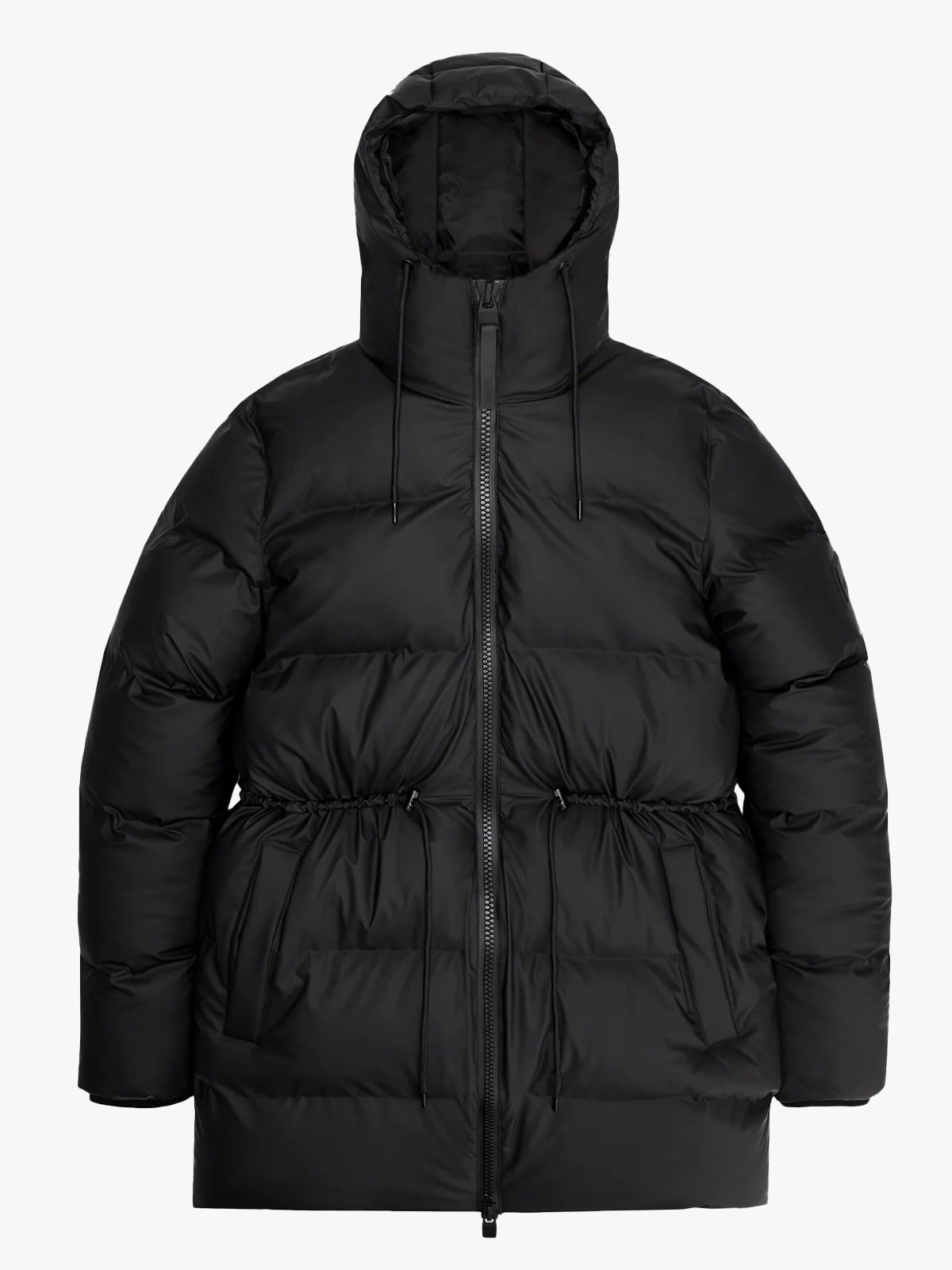 Rains Alta Long Puffer String Jacket Black