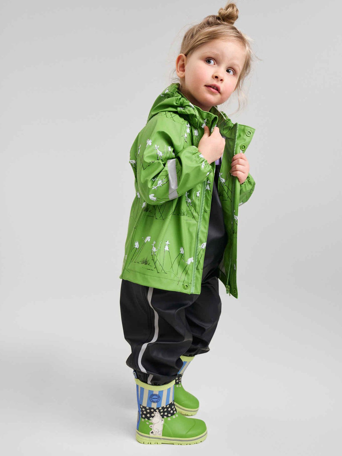 Reima Moomin Plask Rain Outfit Greenery