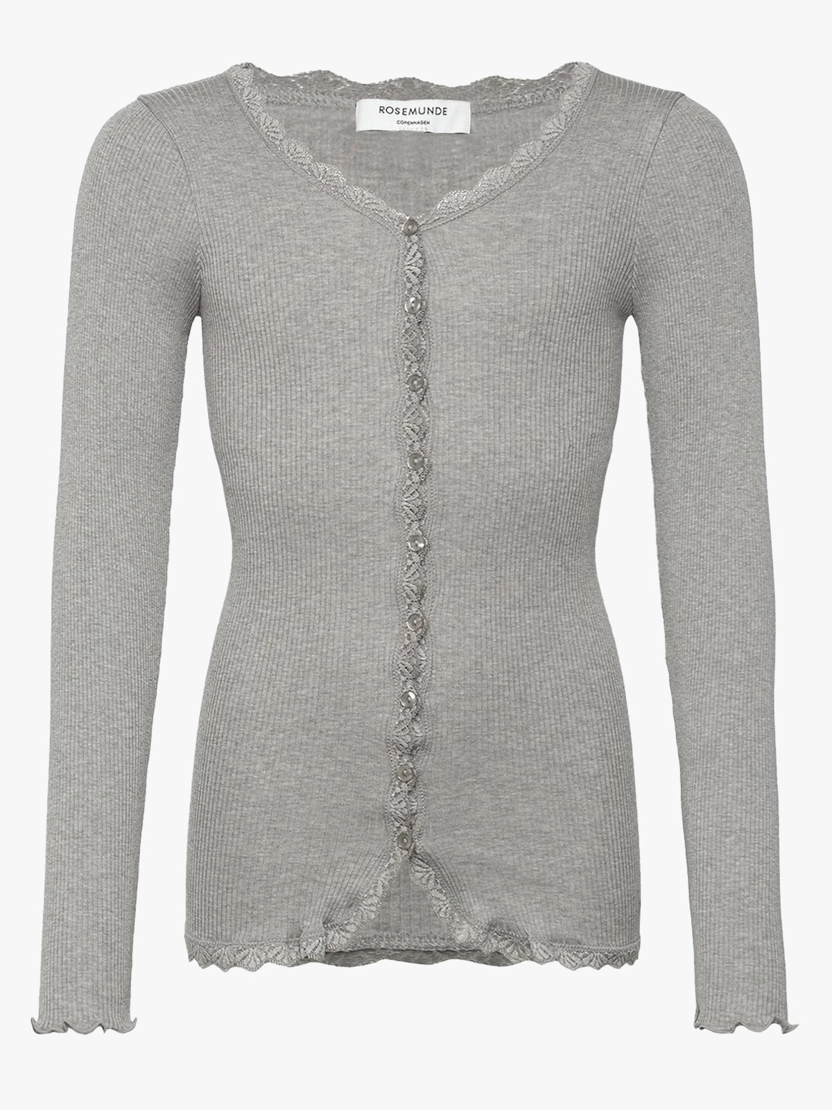 Rosemunde Balta Long Sleeve Regular Lace Cardigan Light Grey Melange