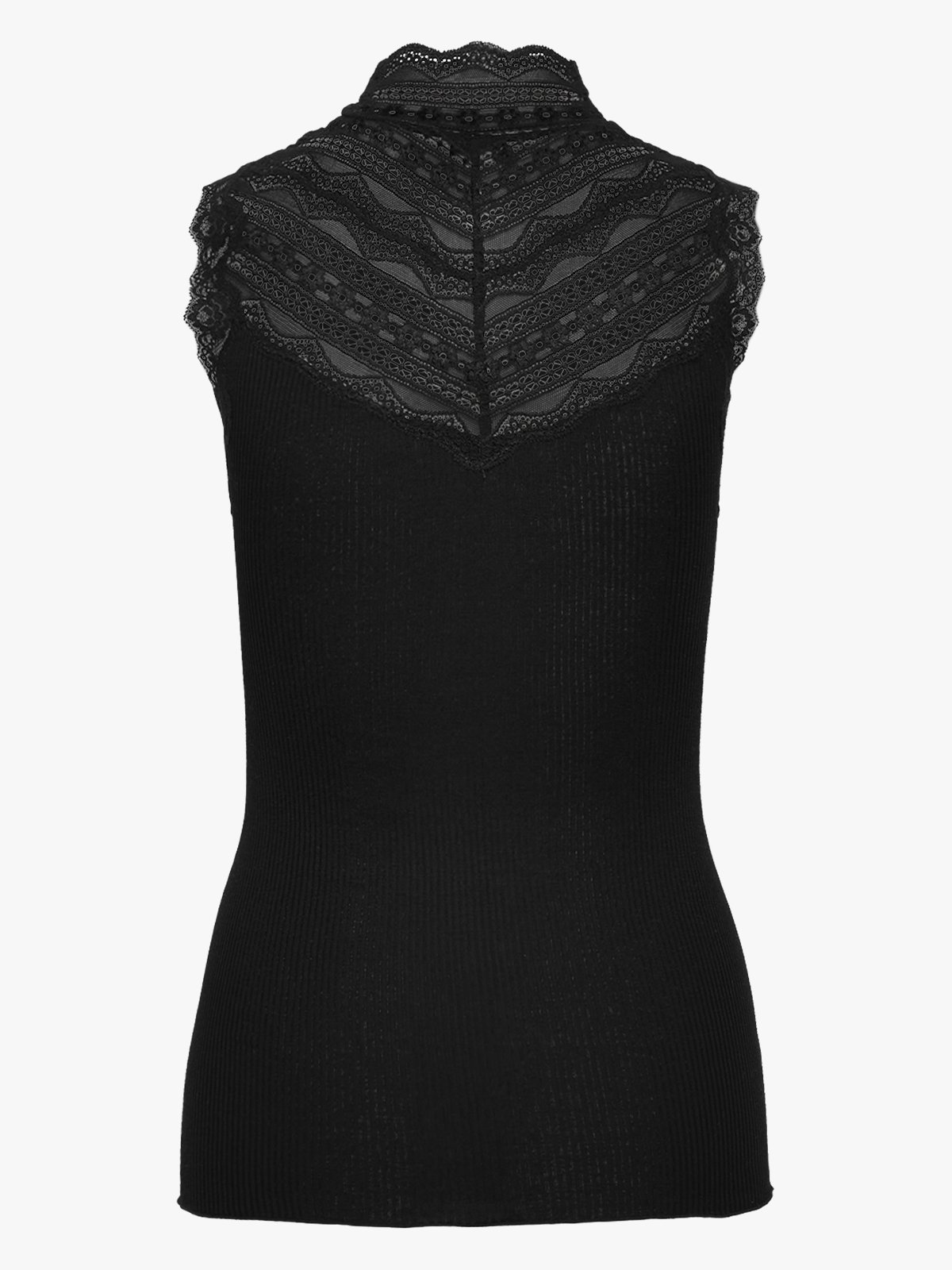 Rosemunde Benita Silk SL Turtleneck Lace Top Black