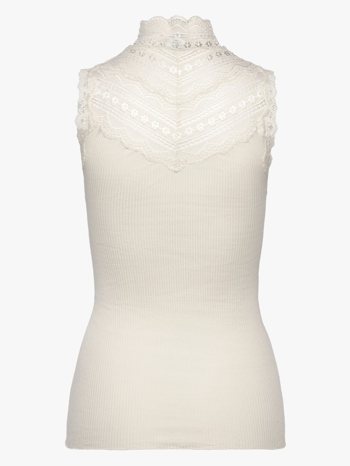 Rosemunde Benita Silk SL Turtleneck Lace Top Ivory