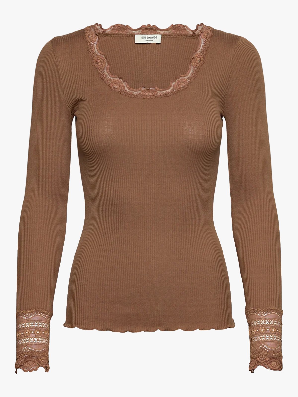 Rosemunde Benita Silk T-Shirt W/ Lace Coca Mocha