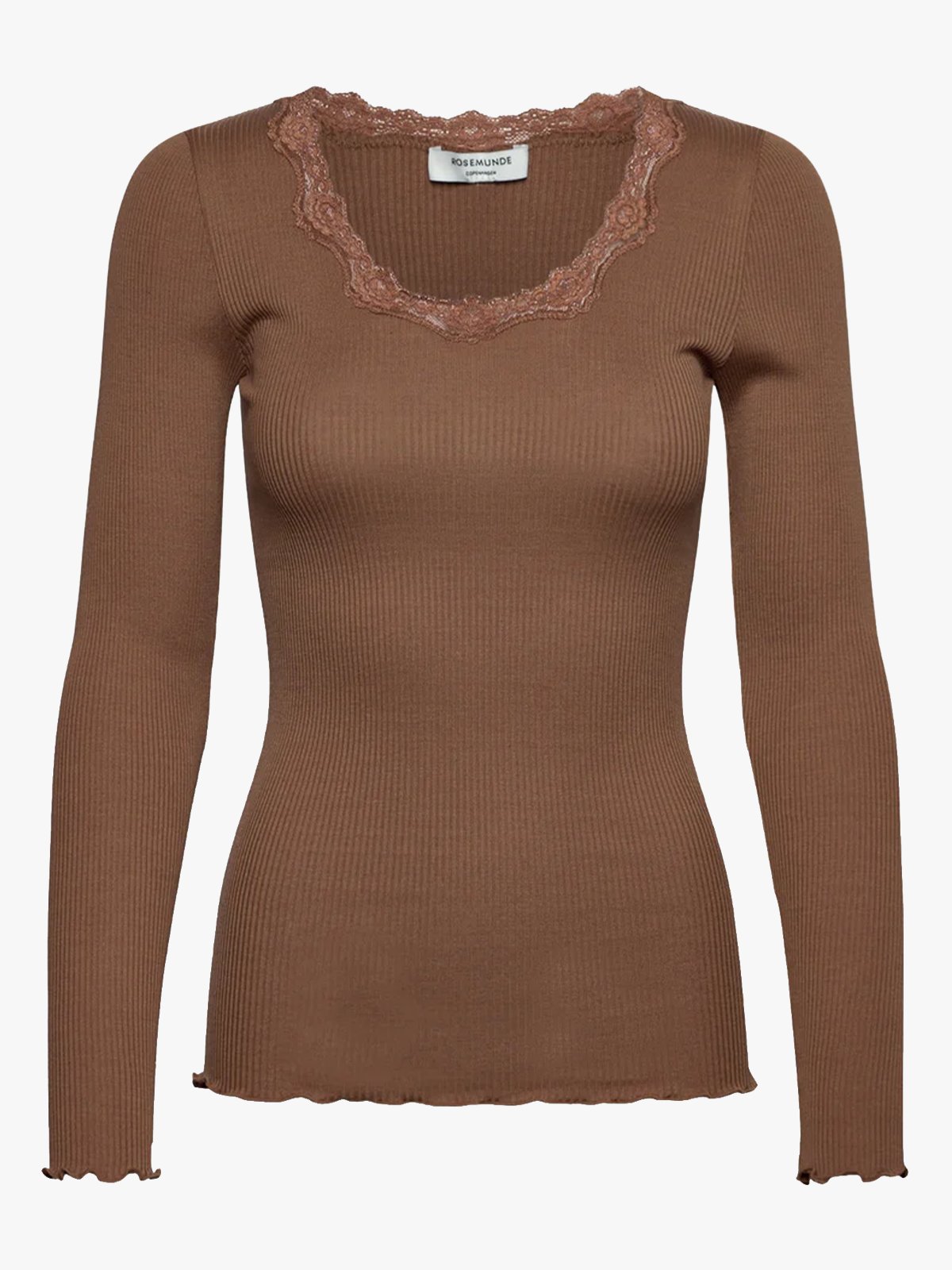 Rosemunde Babette Silk T-Shirt W/ Lace Coca Mocha