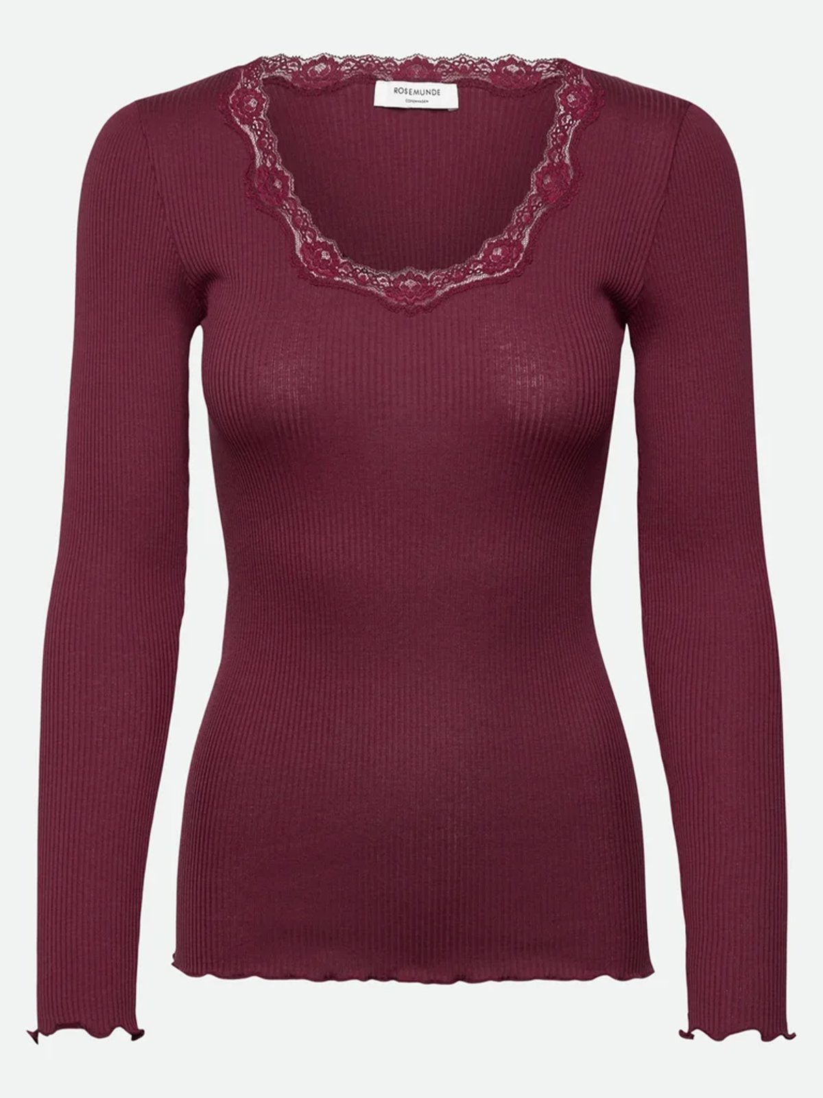 Rosemunde Babette Silk T-Shirt W/ Lace Burgunder