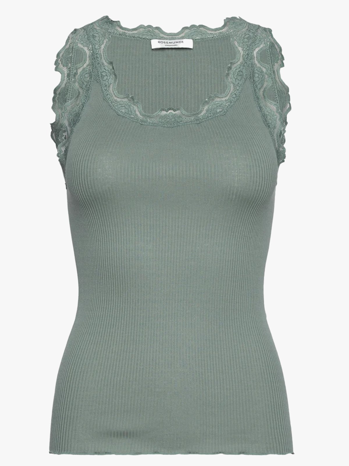 Rosemunde Babette Silk Top With Lace Chinois Green