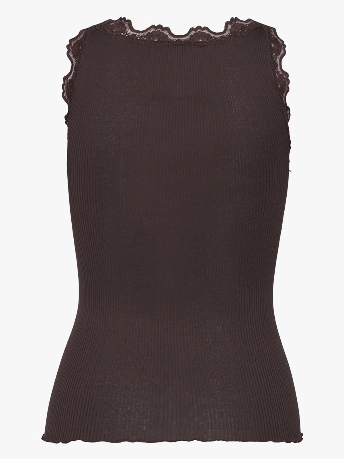 Rosemunde Babette Silk Top With Lace Dark Espresso