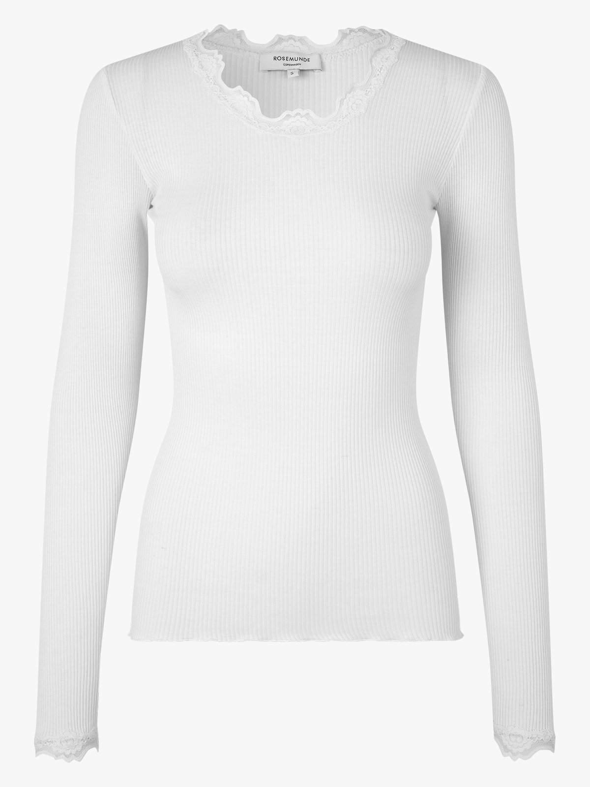 Rosemunde Babette Silk Long Sleeve Lace T-shirt New White