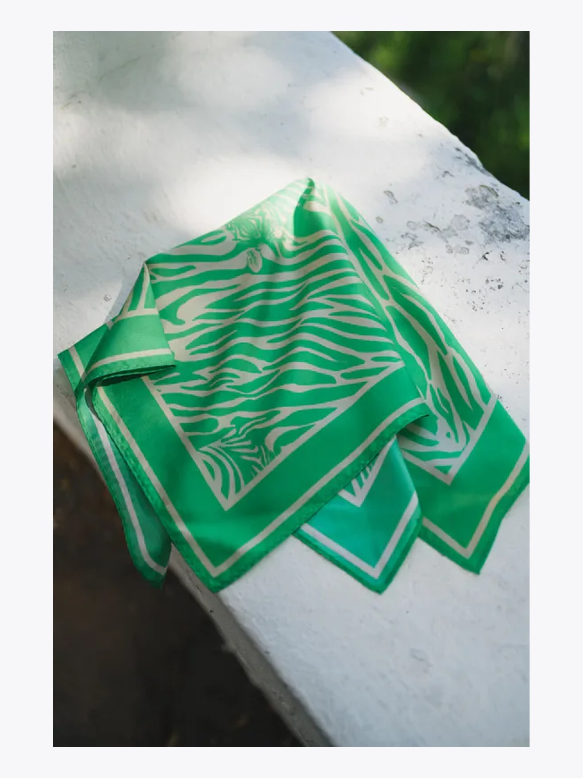 Rebeloup Sarah Zebra Silk Scarf Green Zebra