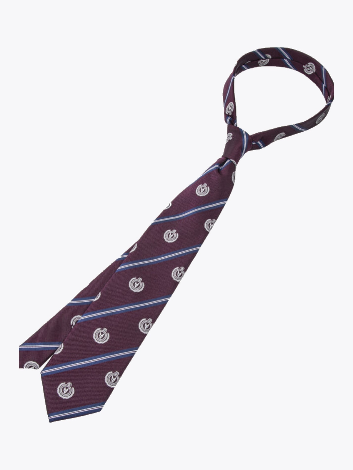 Rebeloup Reppstripe Crest Silk Tie Burgunder