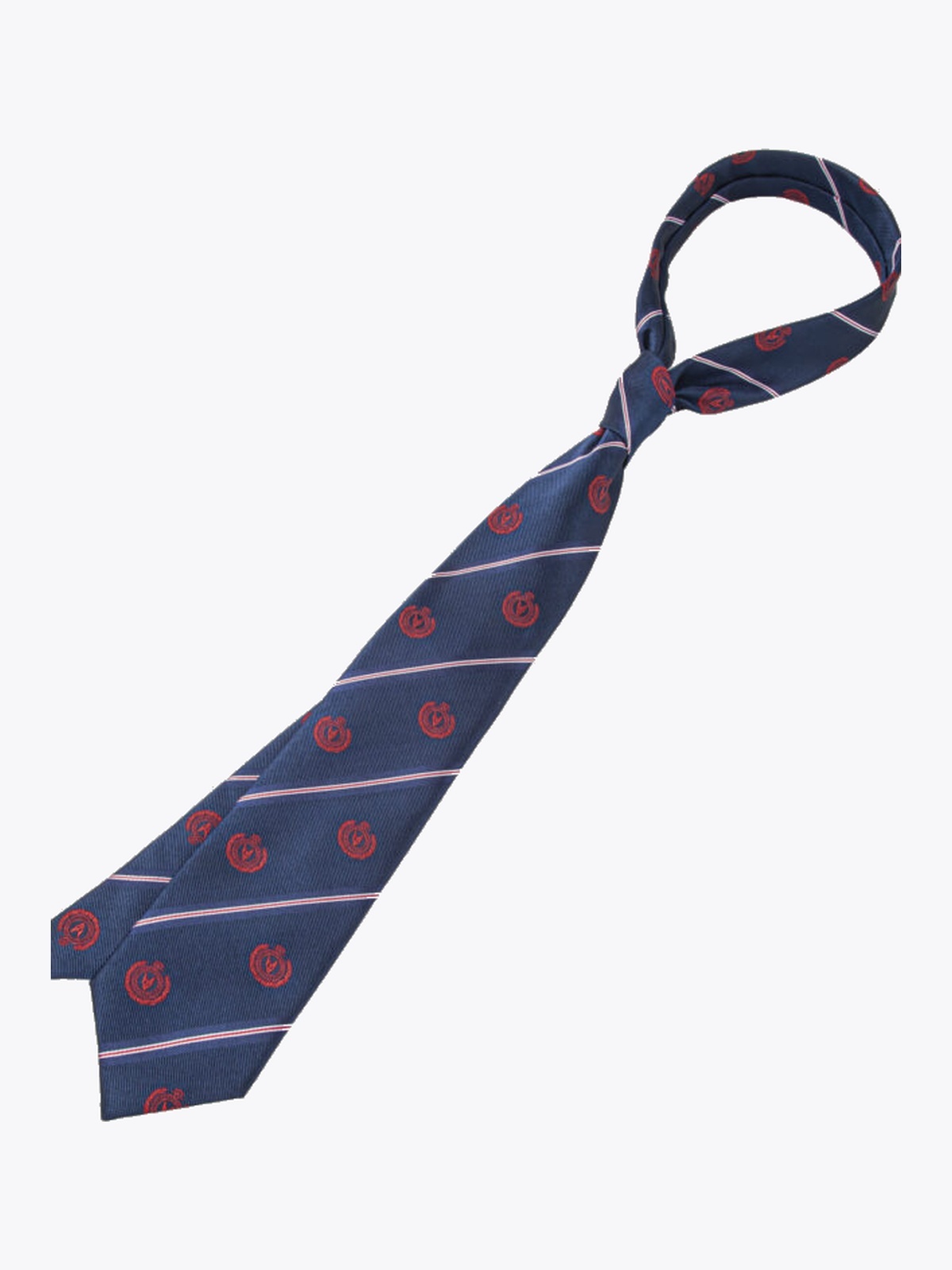 Rebeloup Reppstripe Crest Silk Tie Navy
