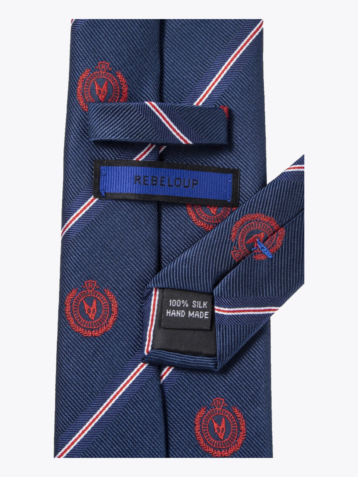 Rebeloup Reppstripe Crest Silk Tie Navy