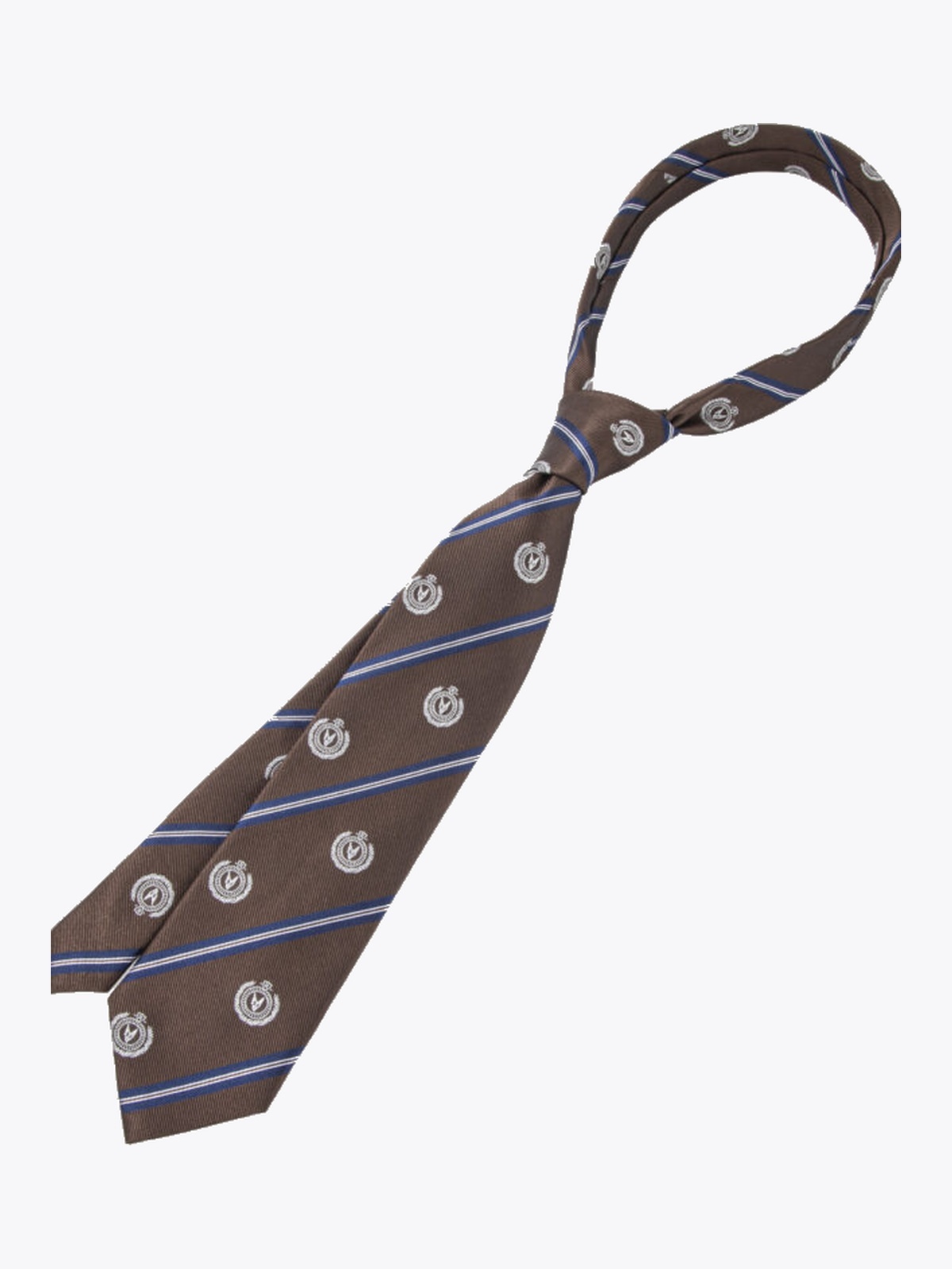 Rebeloup Reppstripe Crest Silk Tie Brown