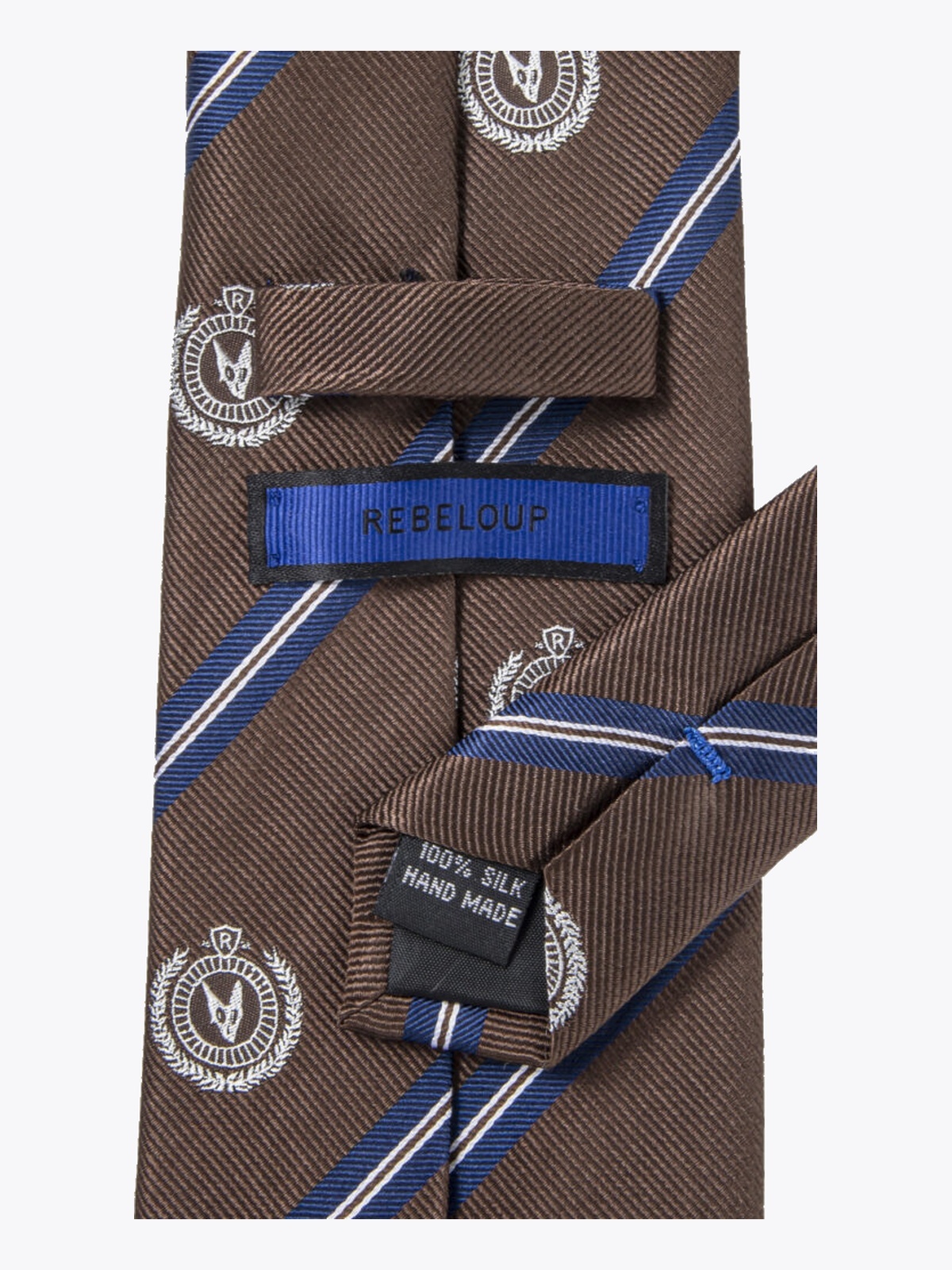 Rebeloup Reppstripe Crest Silk Tie Brown