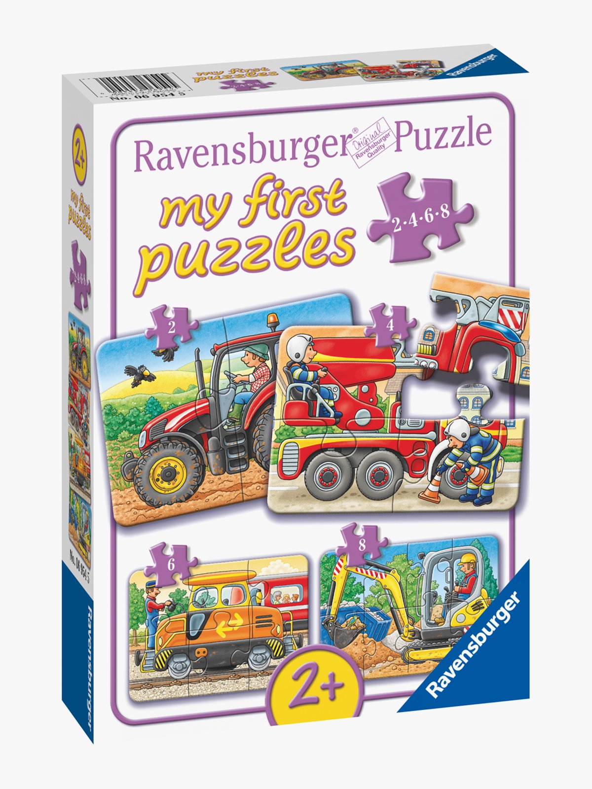 Ravensburger Traktorer og maskiner 2/4/6/8 deler Flerfarget