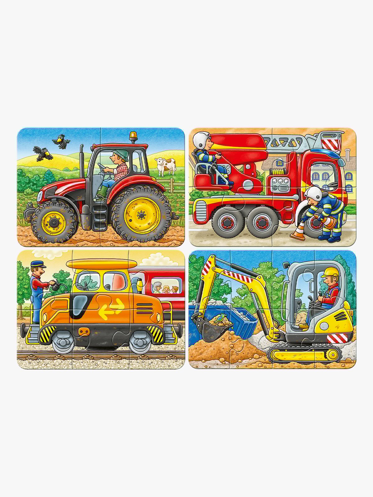 Ravensburger Traktorer og maskiner 2/4/6/8 deler Flerfarget