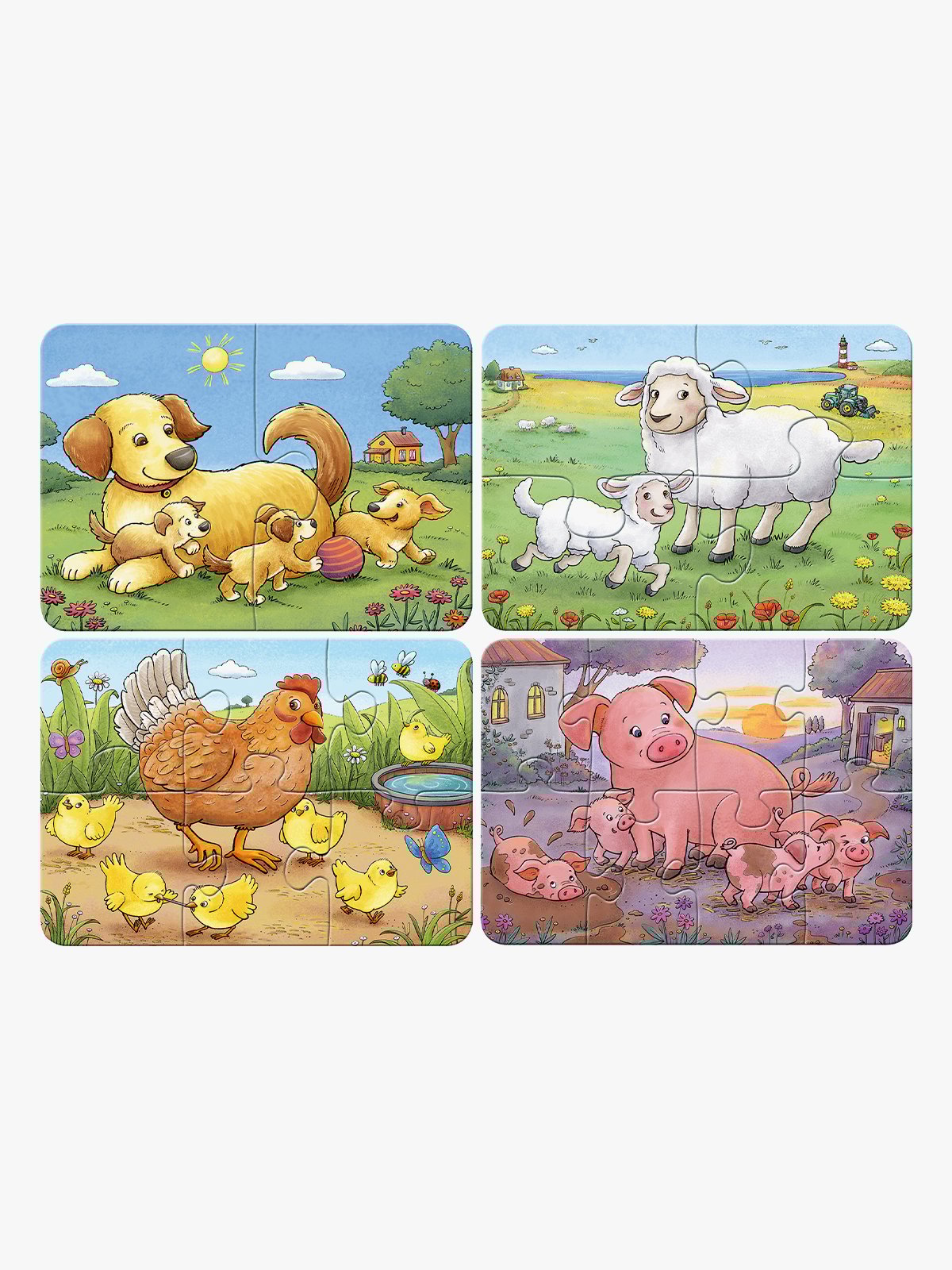 Ravensburger Små bondegårdsdyr 2/4/6/8 deler Flerfarget