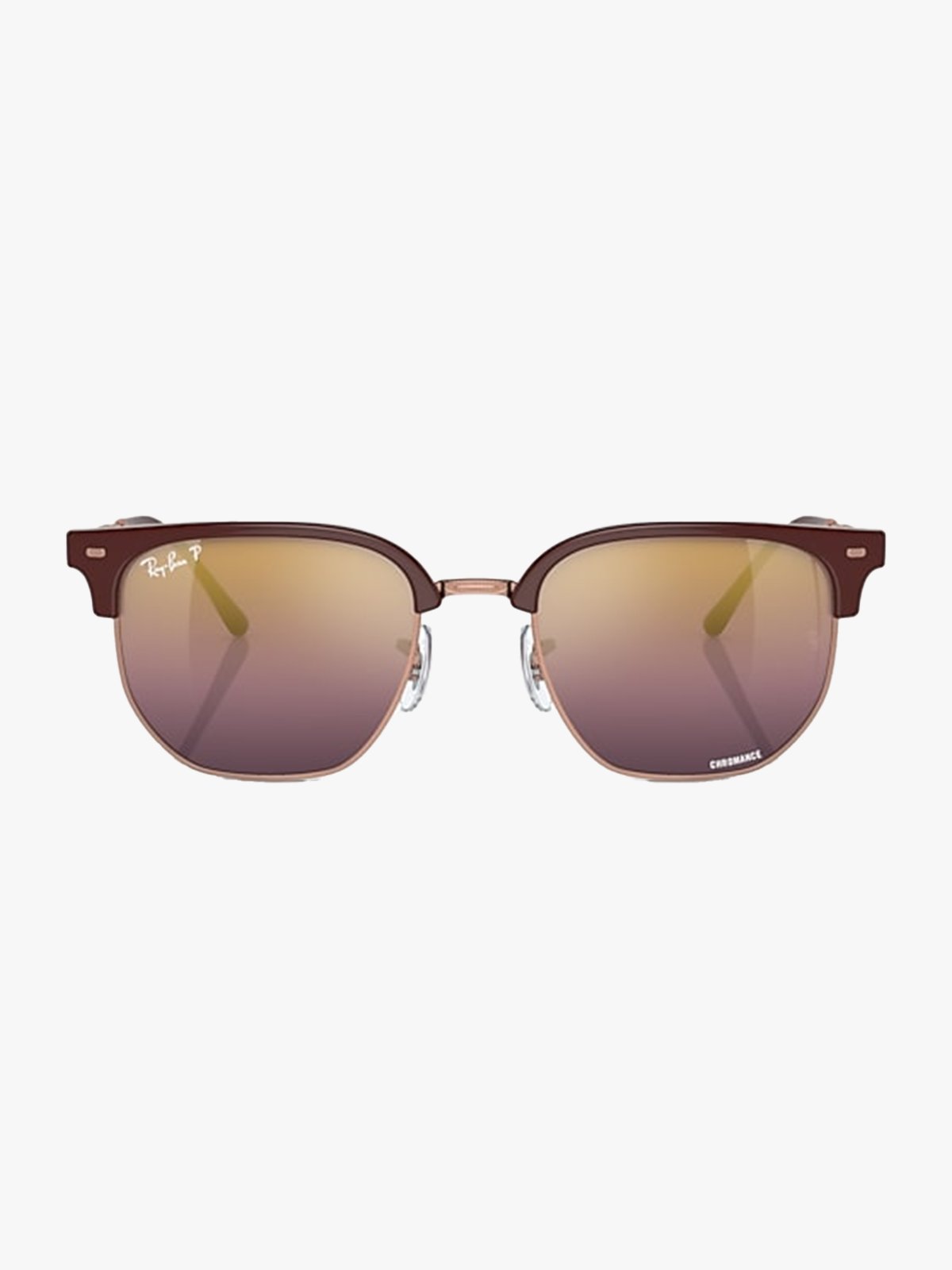 Ray-Ban New Clubmaster Polarized Frame: Polished Bordeaux On Rose Gold / Lenses: Gold, Red Chromance