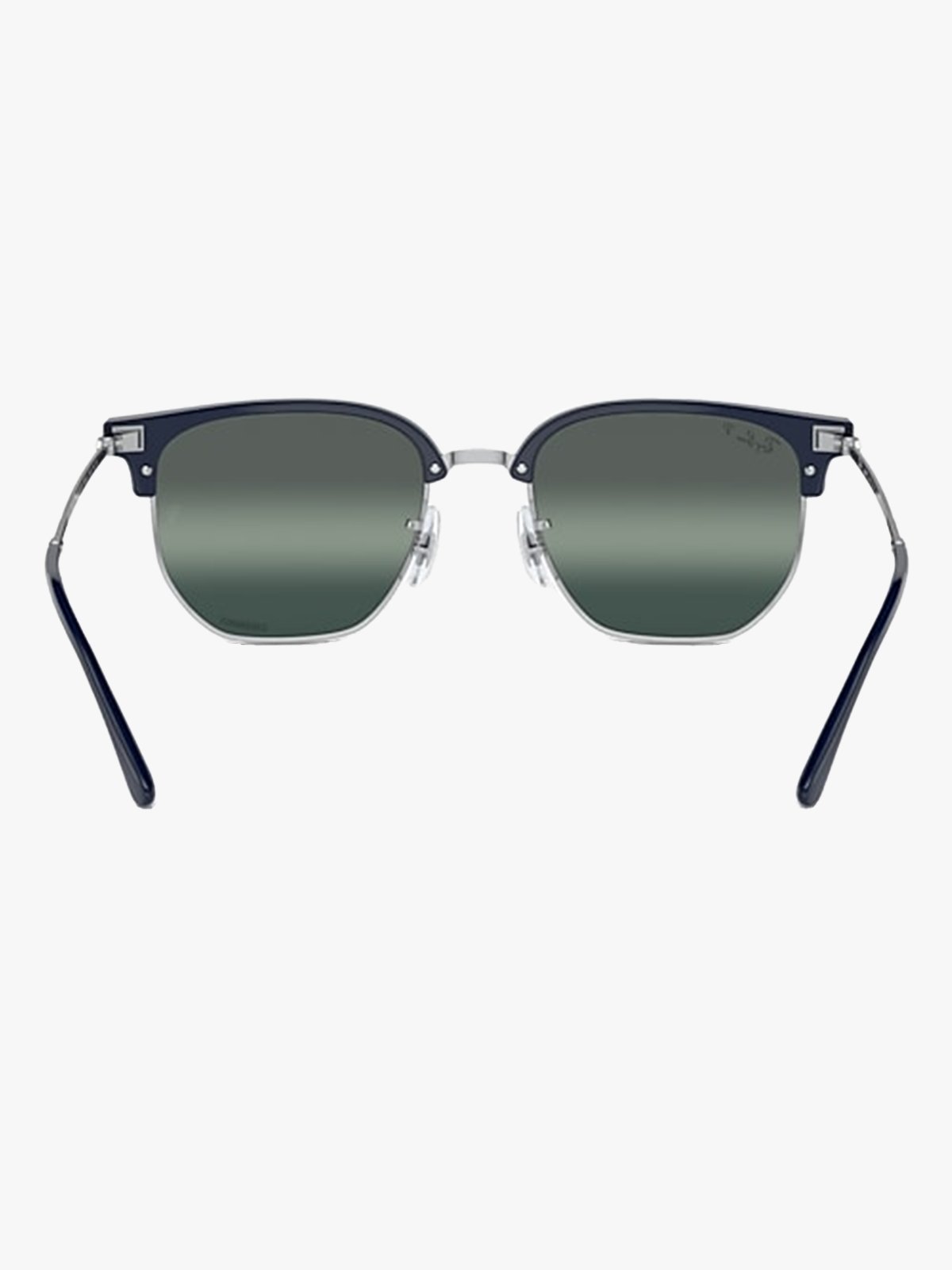 Ray-Ban New Clubmaster Polarized Frame: Polished Blue On Silver / Lenses: Silver, Blue Chromance