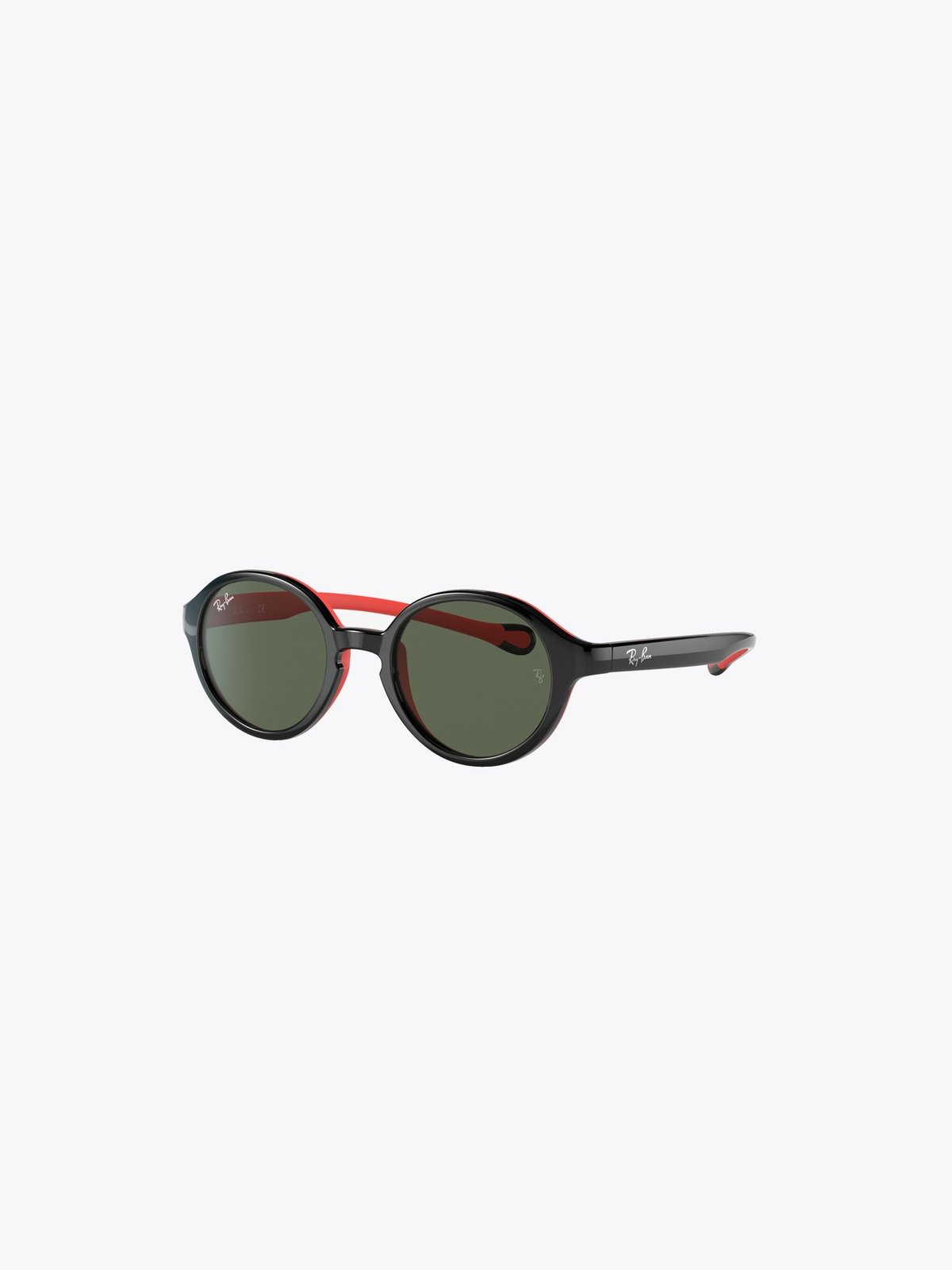 Ray-Ban 0RJ9075S Jr Ramme: Polished Black in Red / Linser: Dark Green