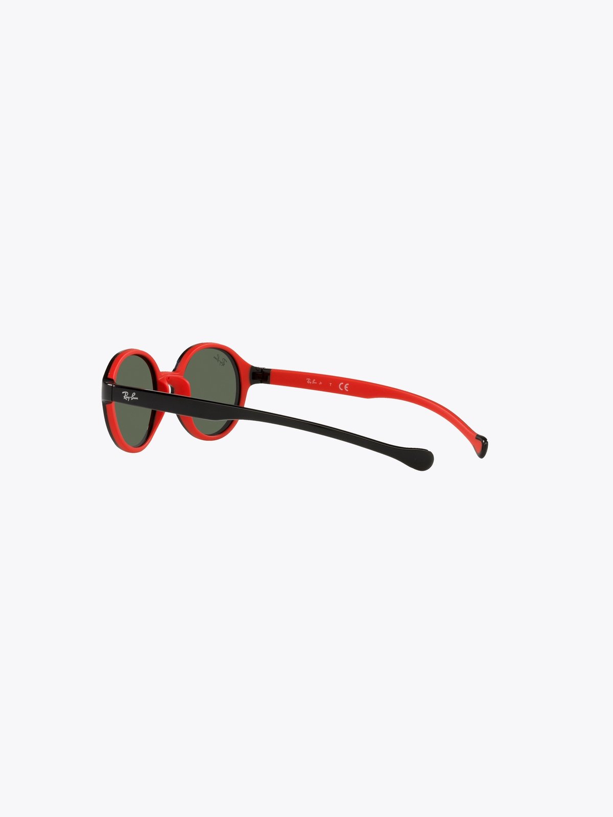 Ray-Ban 0RJ9075S Jr Ramme: Polished Black in Red / Linser: Dark Green