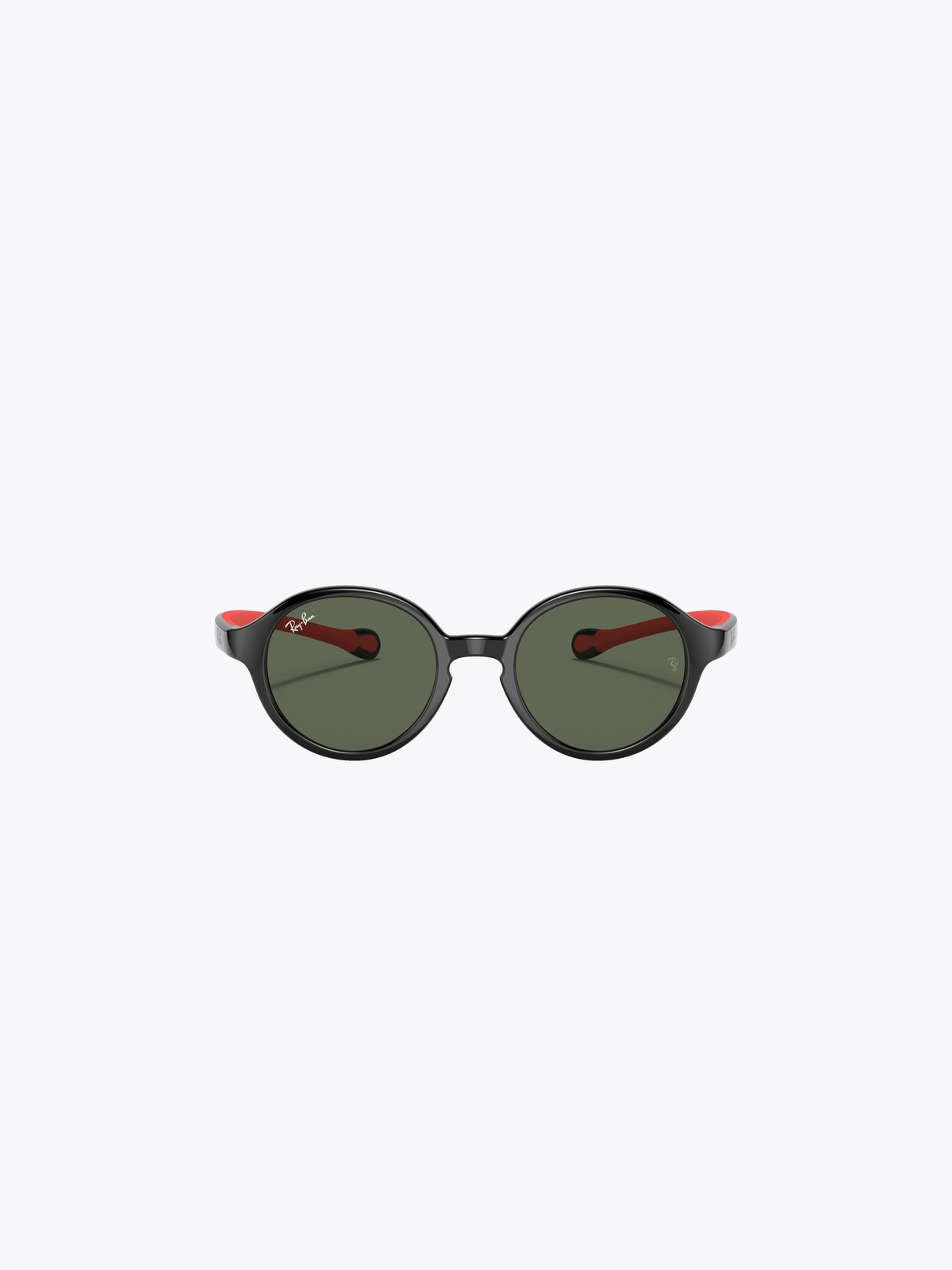 Ray-Ban 0RJ9075S Jr Ramme: Polished Black in Red / Linser: Dark Green