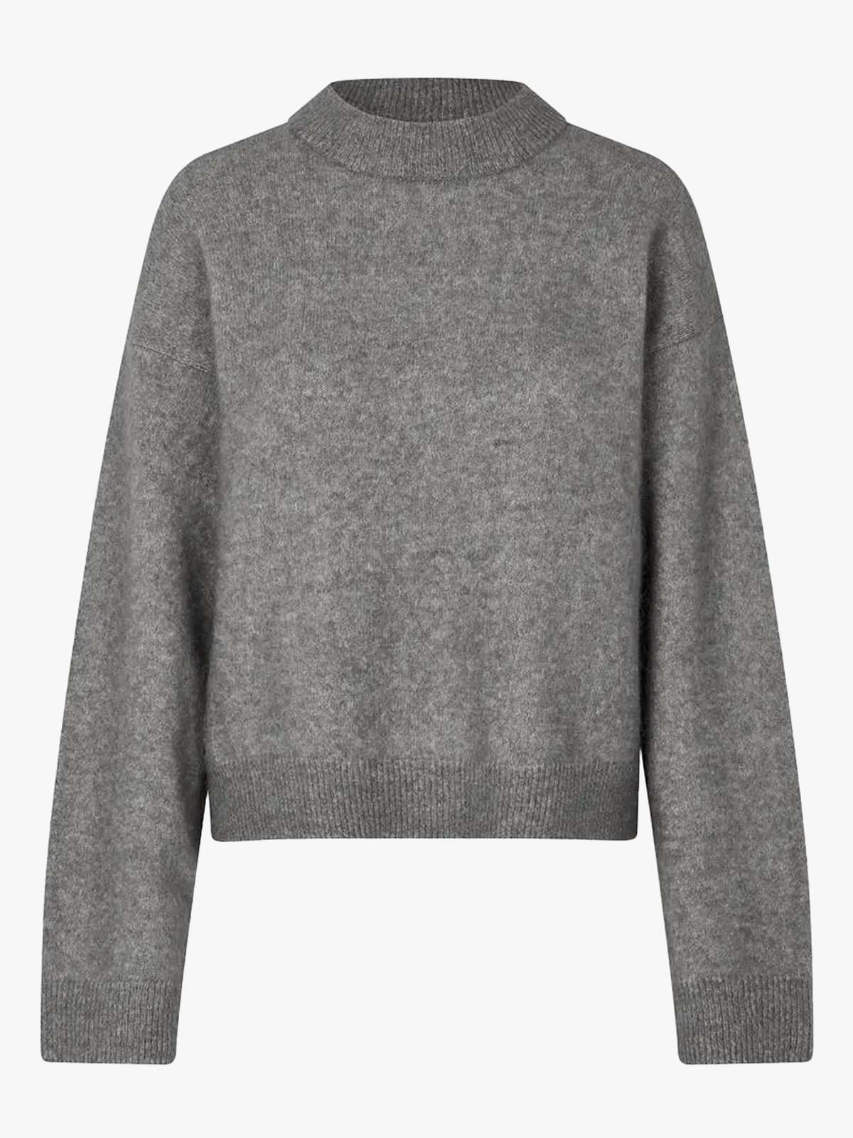 Second Female Brook Knit Drop Shoulder O-Neck Charcoal Gray