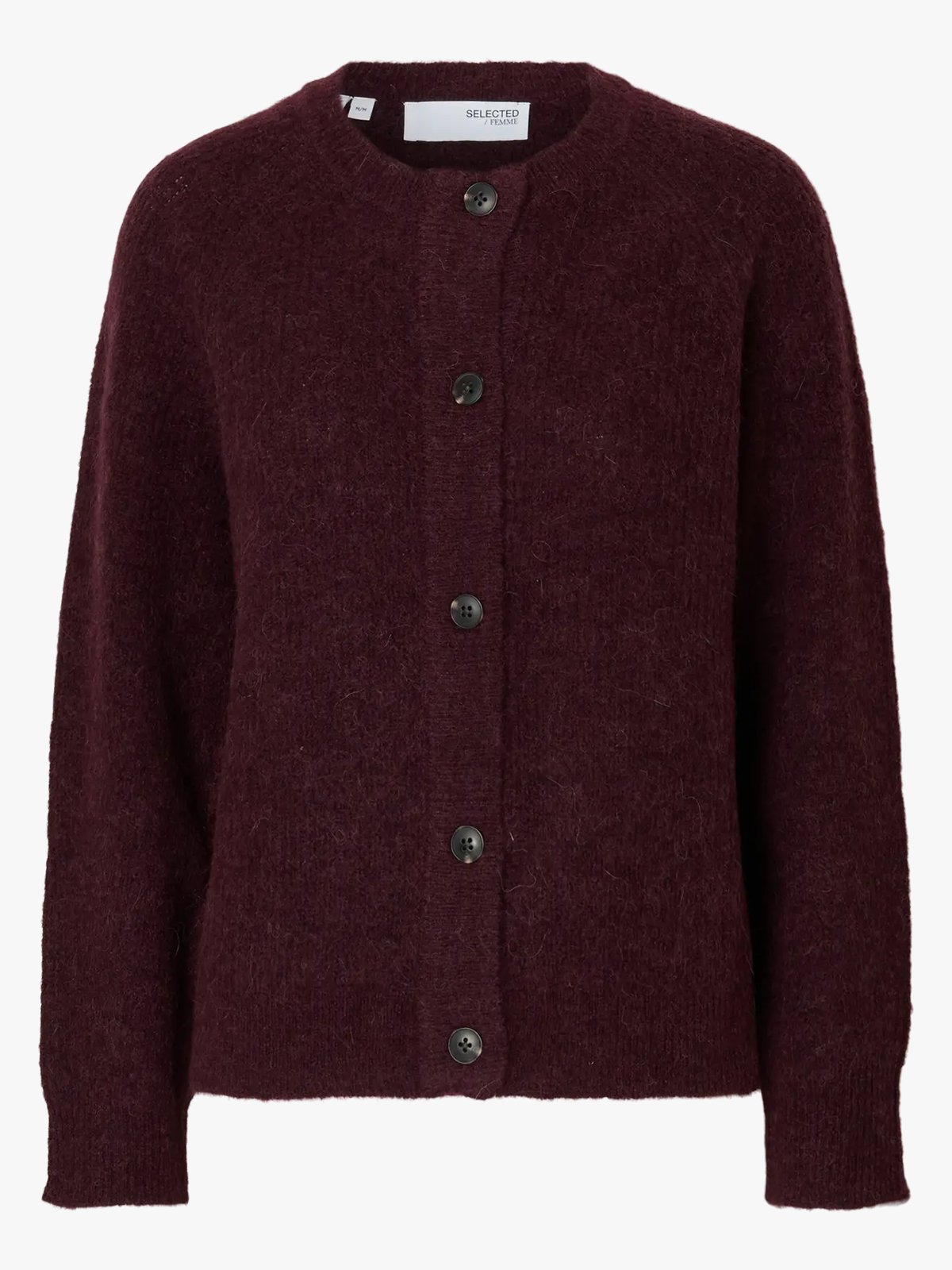 Selected Femme Lulu Long Sleeve Knit Short Cardigan Fig Melange