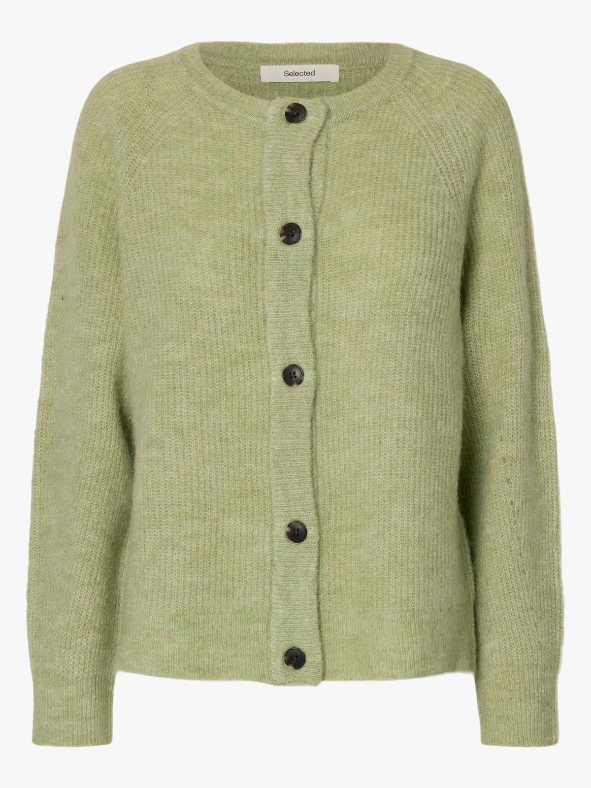 Selected Femme Lulu Long Sleeve Knit Short Cardigan Lint Melange