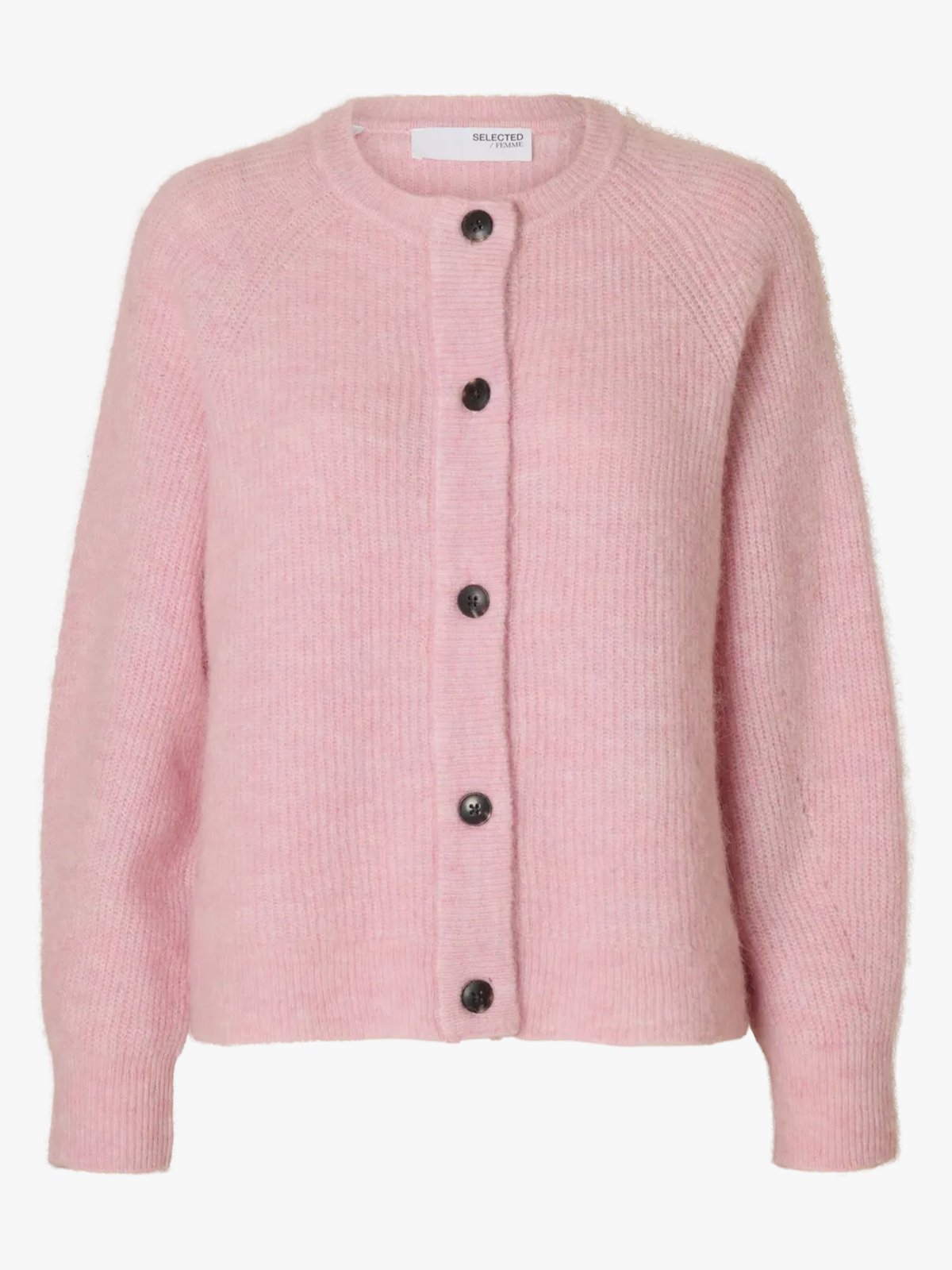 Selected Femme Lulu Long Sleeve Knit Short Cardigan Bleached Mauve Melange