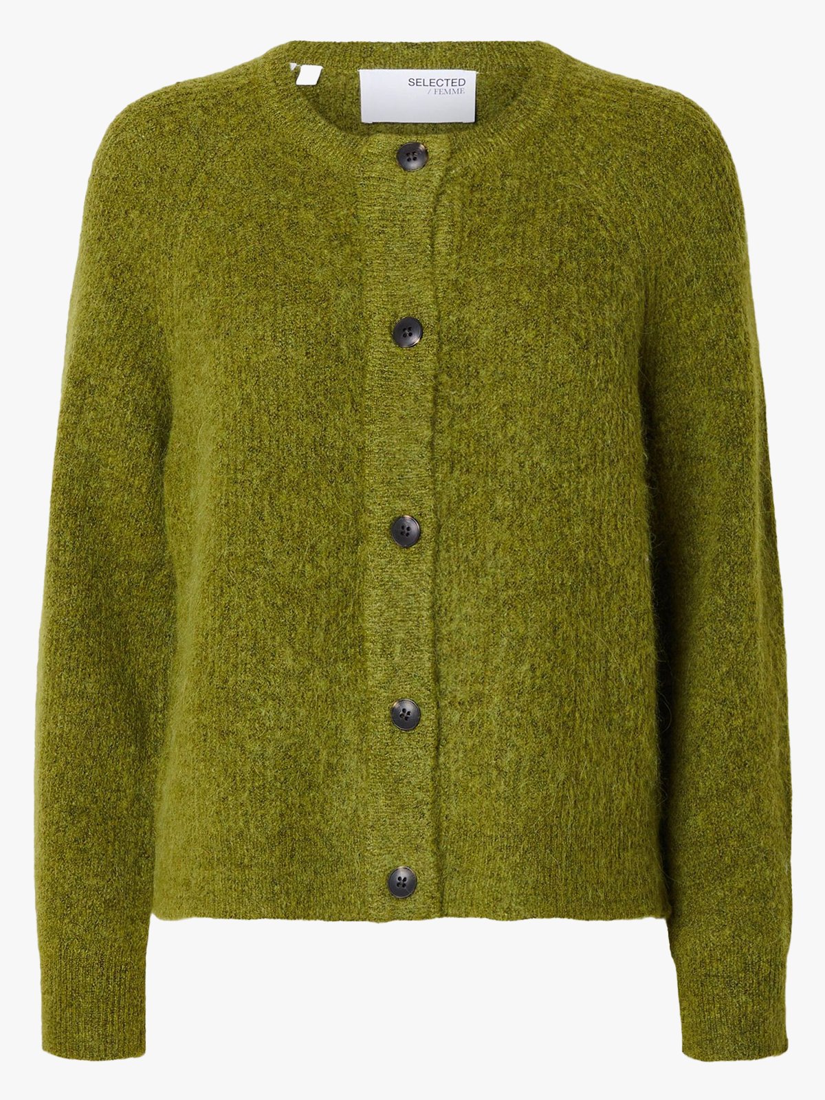 Selected Femme Lulu Long Sleeve Knit Short Cardigan Cardamom Seed Melange