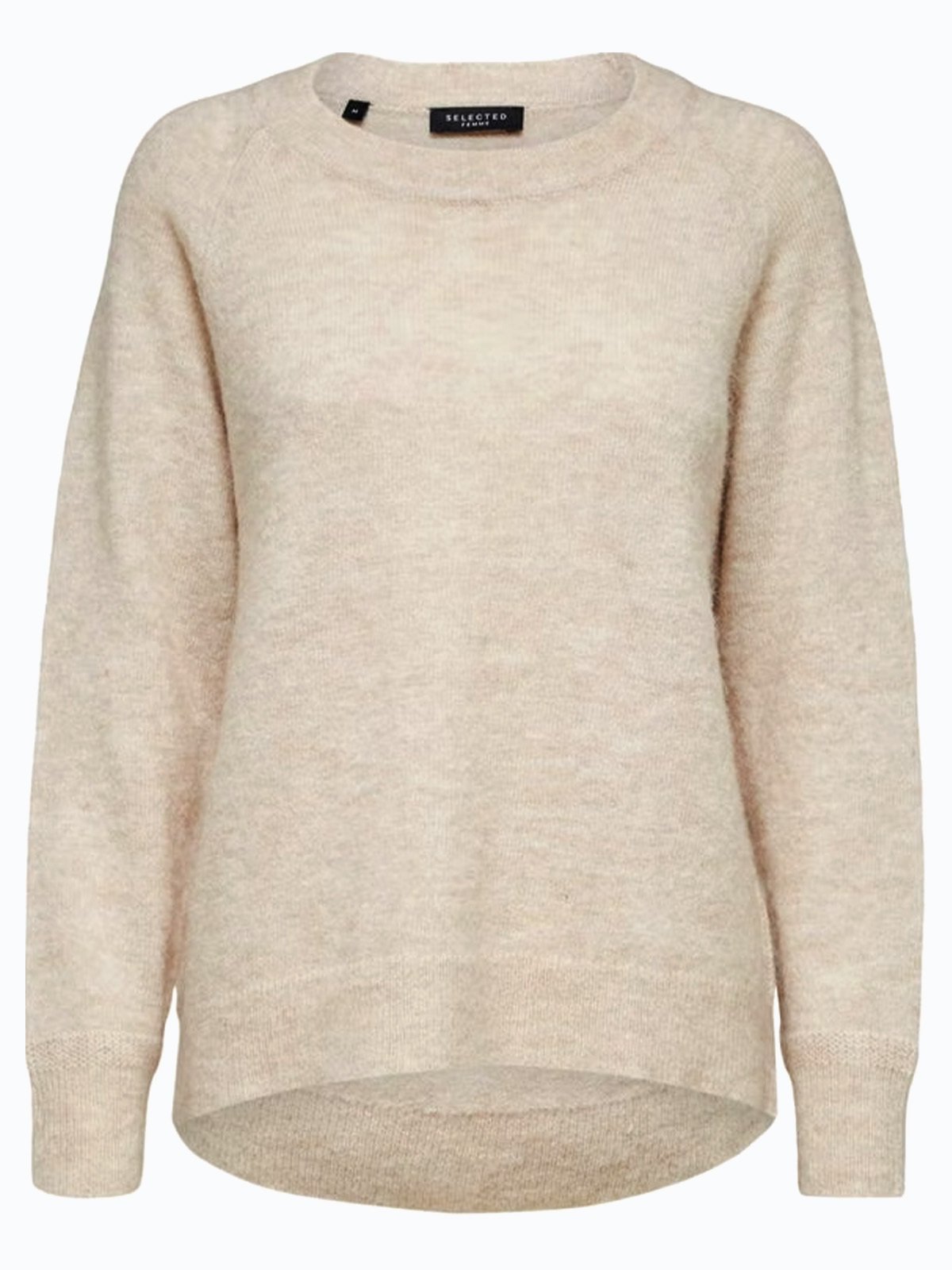 Selected Femme Lulu Long Sleeve Knit O-Neck Birch Melange