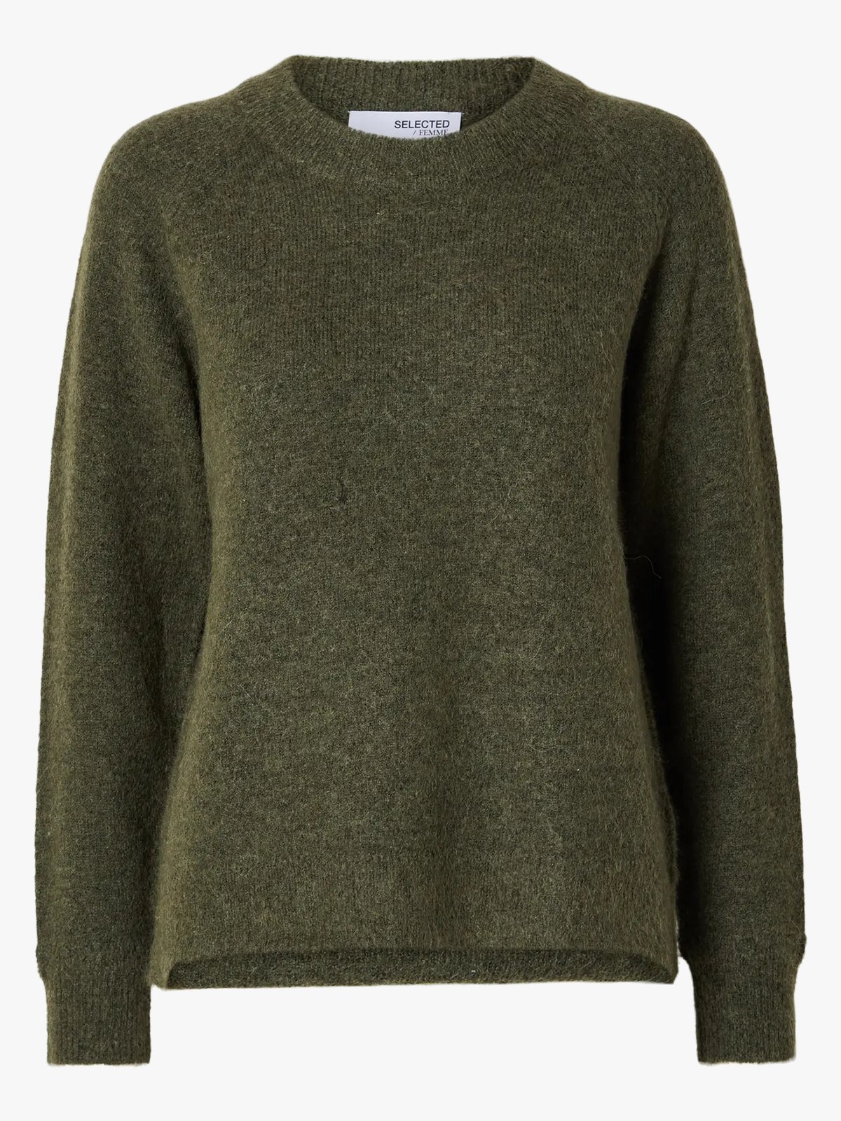 Selected Femme Lulu Long Sleeve Knit O-Neck Kalamata Melange