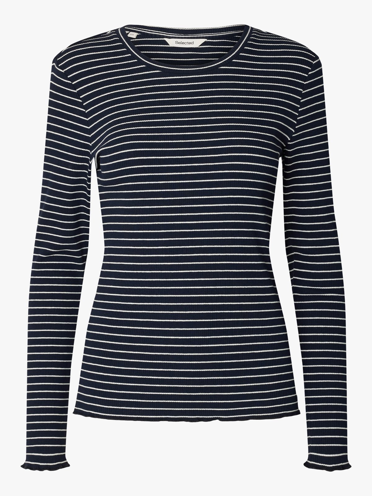Selected Femme Anna Long Sleeve Crew Neck Tee Stripe Dark Sapphire