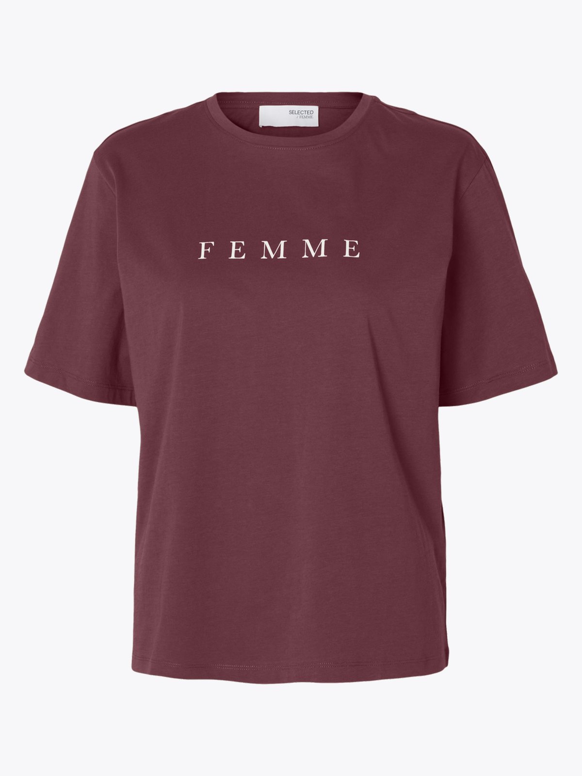 Selected Femme Vilja Short Sleeve Printed Tee Burgunder