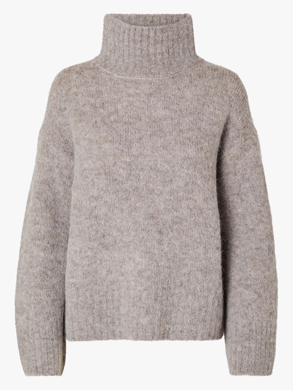 Selected Femme Gabella Long Sleeve Knit High-Neck Steel Gray MELANGE