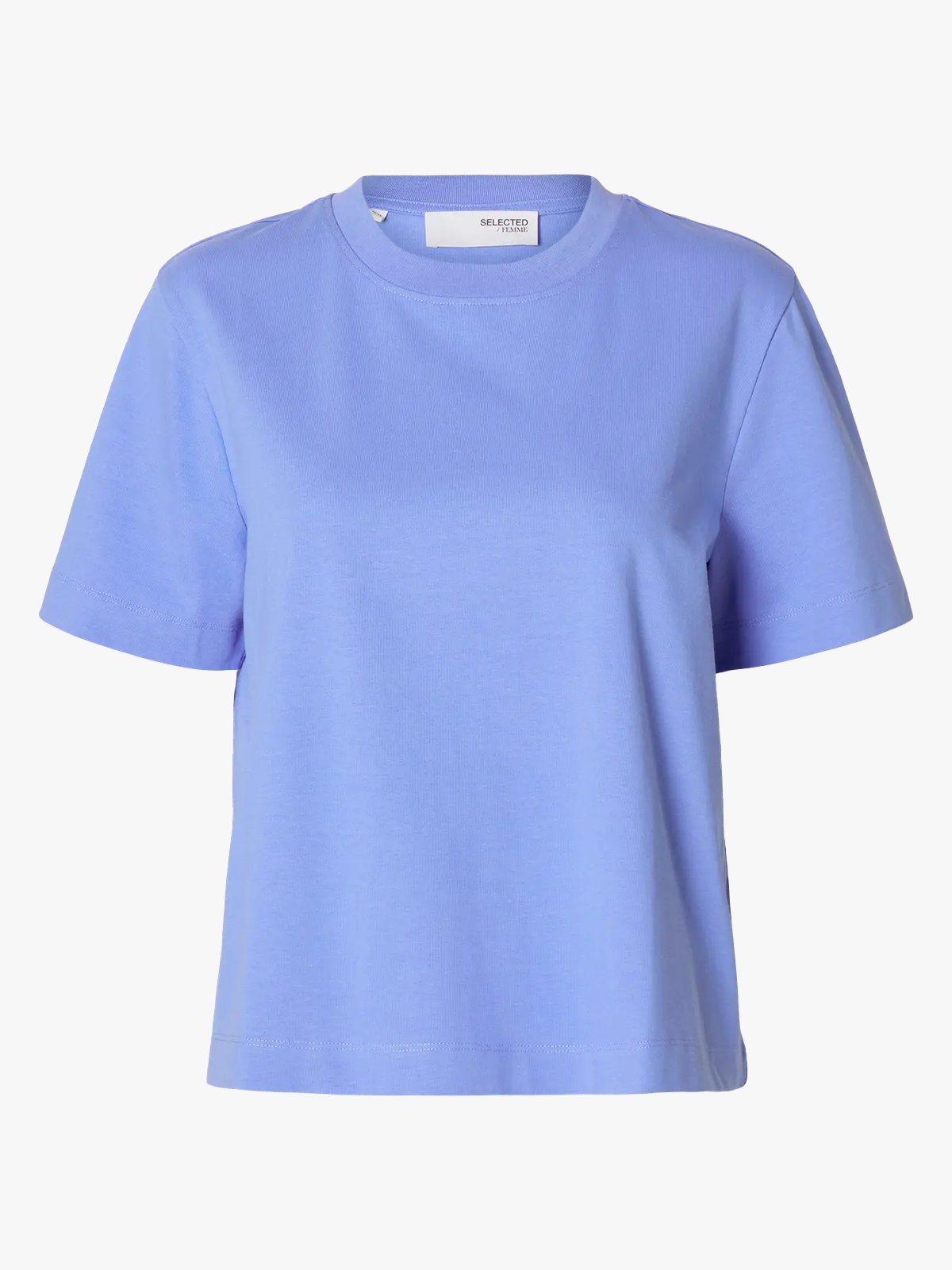 Selected Femme Essential Short Sleeve Boxy Tee Cornflower Blue