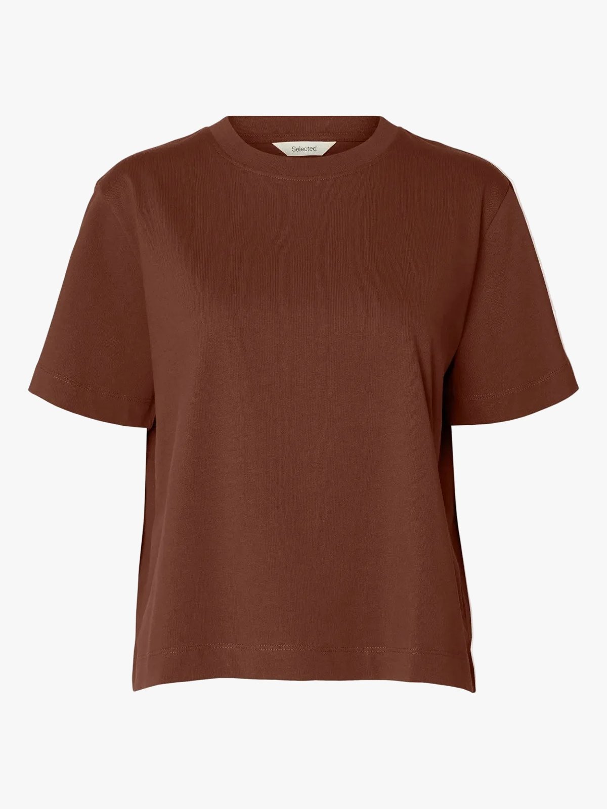 Selected Femme Essential Short Sleeve Boxy Tee Cherry Mahogany