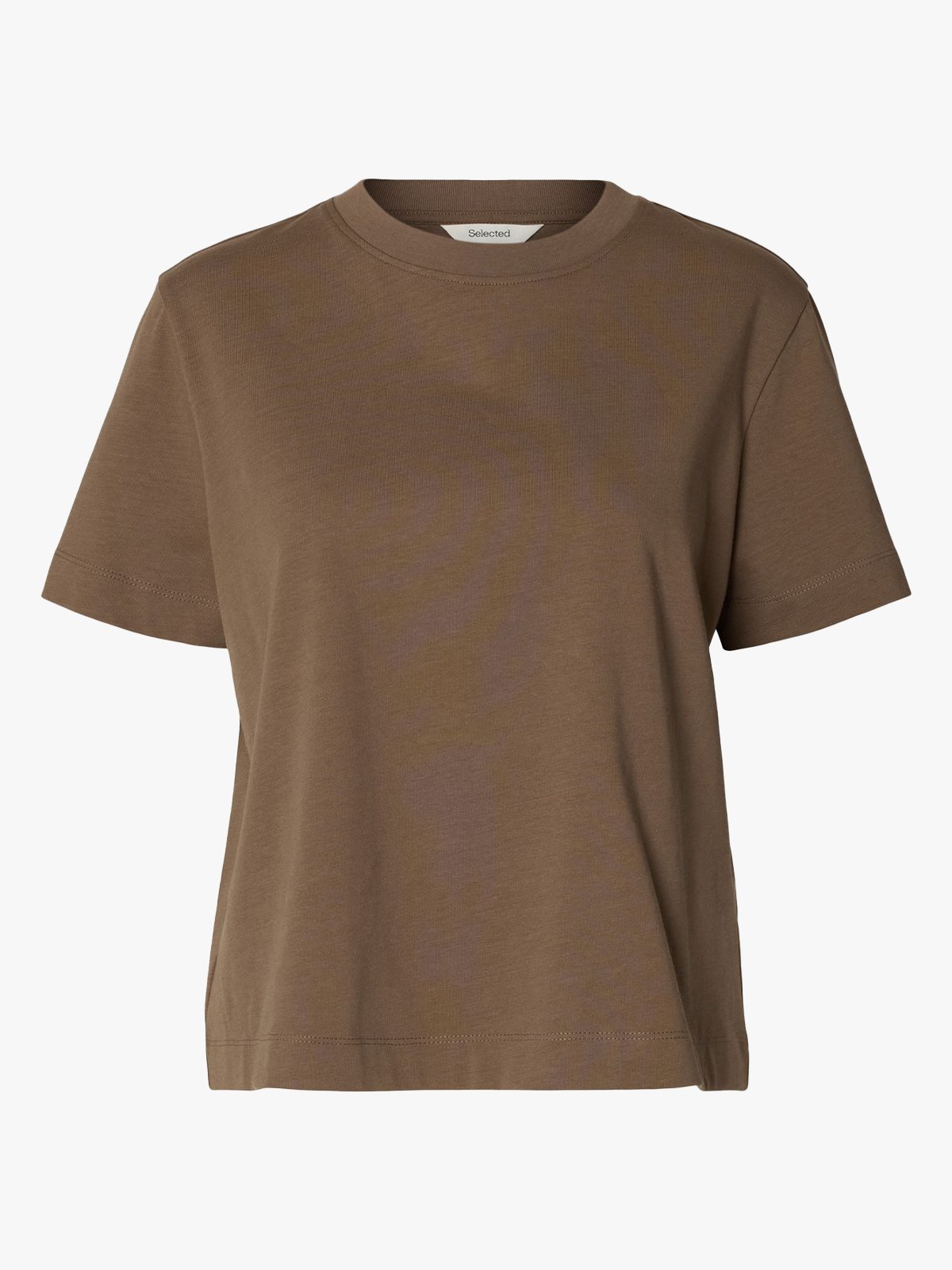 Selected Femme Essential Short Sleeve Boxy Tee Chocolate Chip