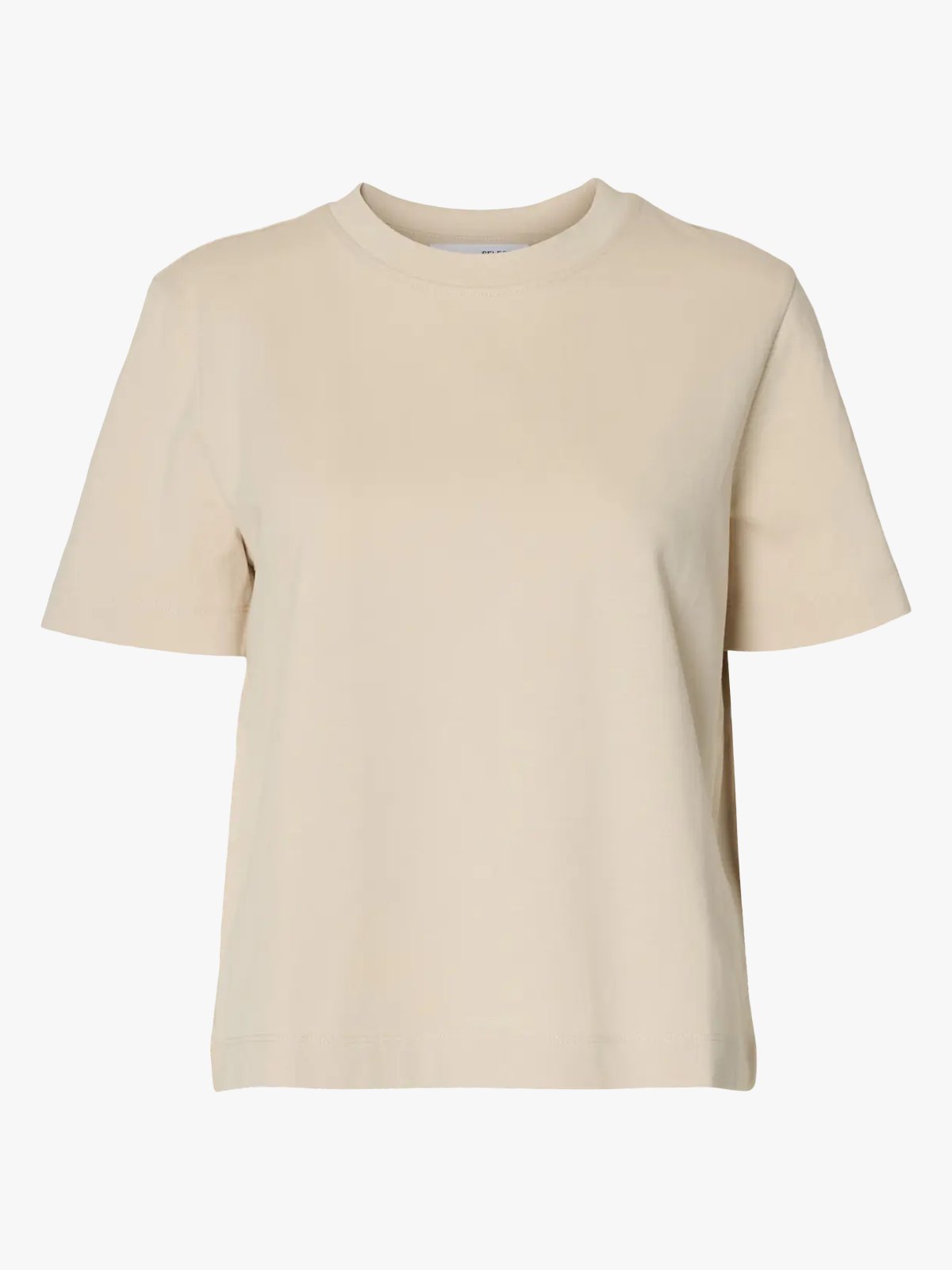 Selected Femme Essential Short Sleeve Boxy Tee Oatmeal