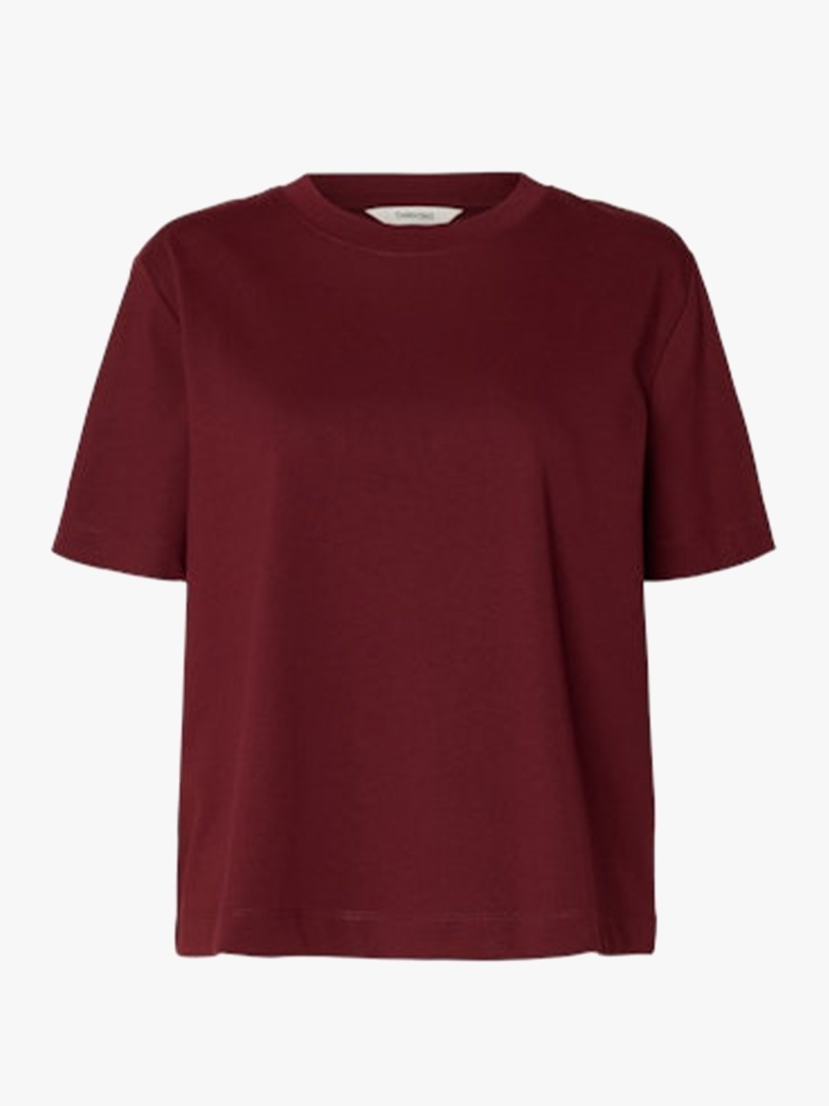 Selected Femme Essential Short Sleeve Boxy Tee Tawny Port