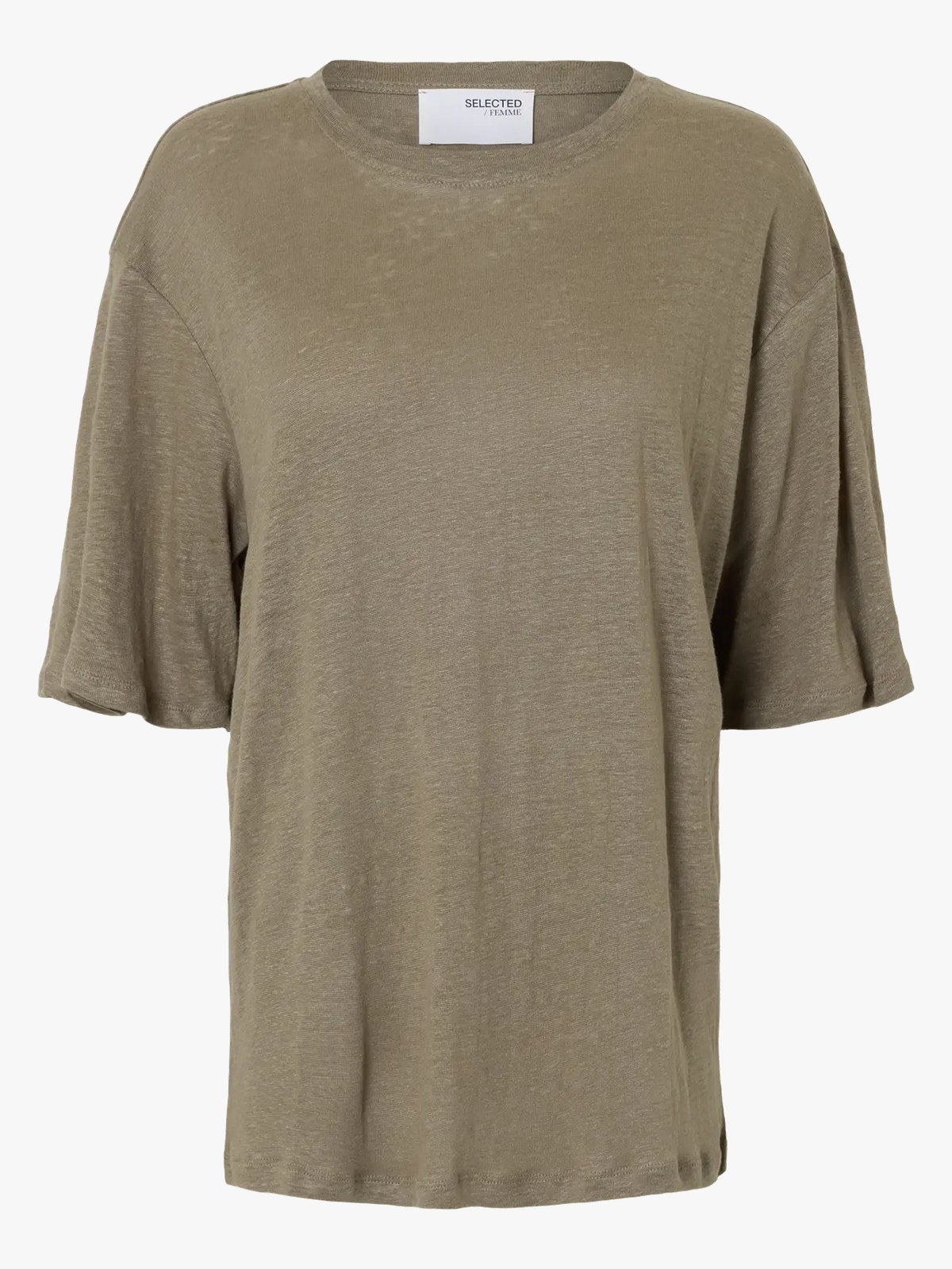 Selected Femme Vilja Linen Short Sleeve Tee Vetiver