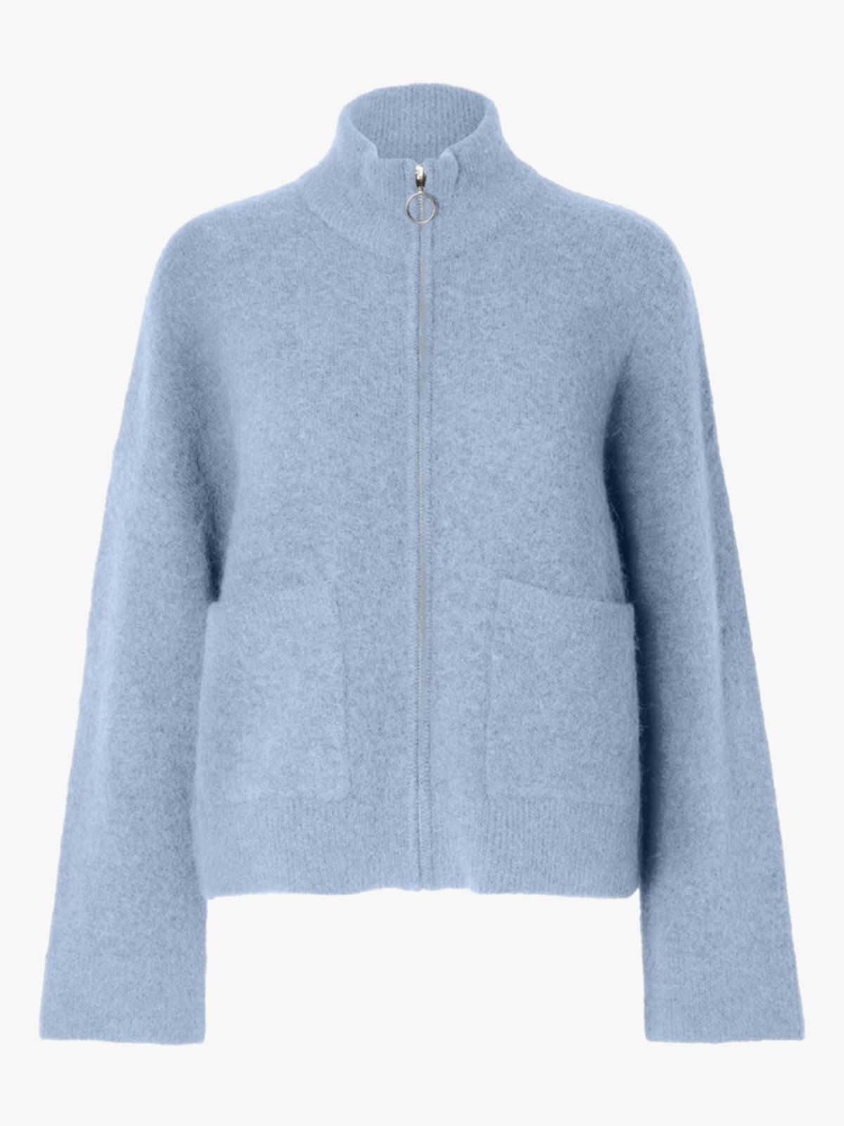 Selected Femme Sia Ras Long Sleeve Knit Zipper Cardigan Cashmere Blue Melange