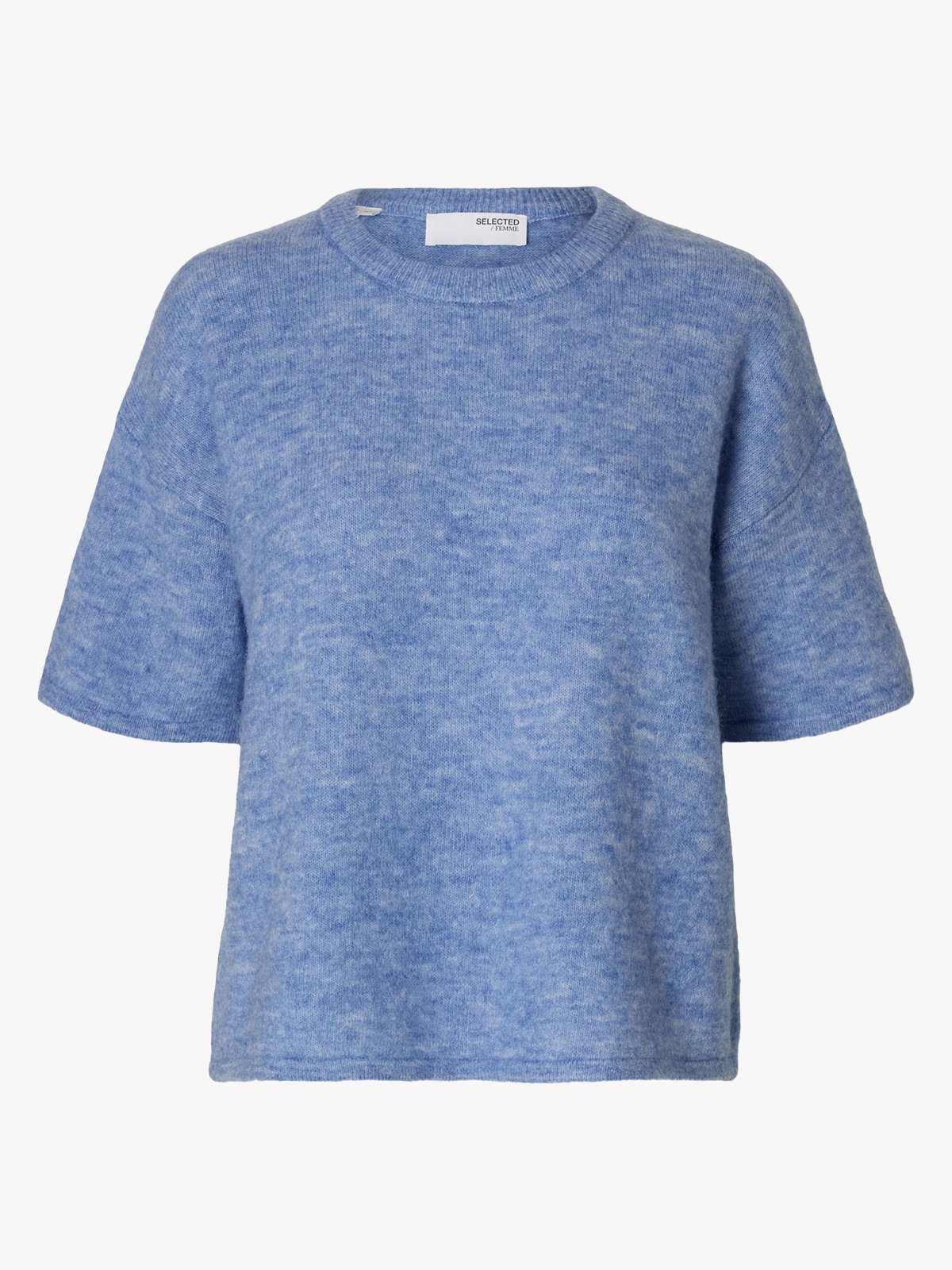 Selected Femme Maline-Liliana 2/4 Knit O-Neck Cornflower Blue Melange