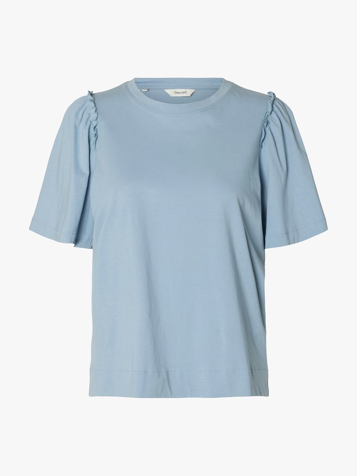 Selected Femme Penelope 2/4 Ruffle Tee Dusty Blue