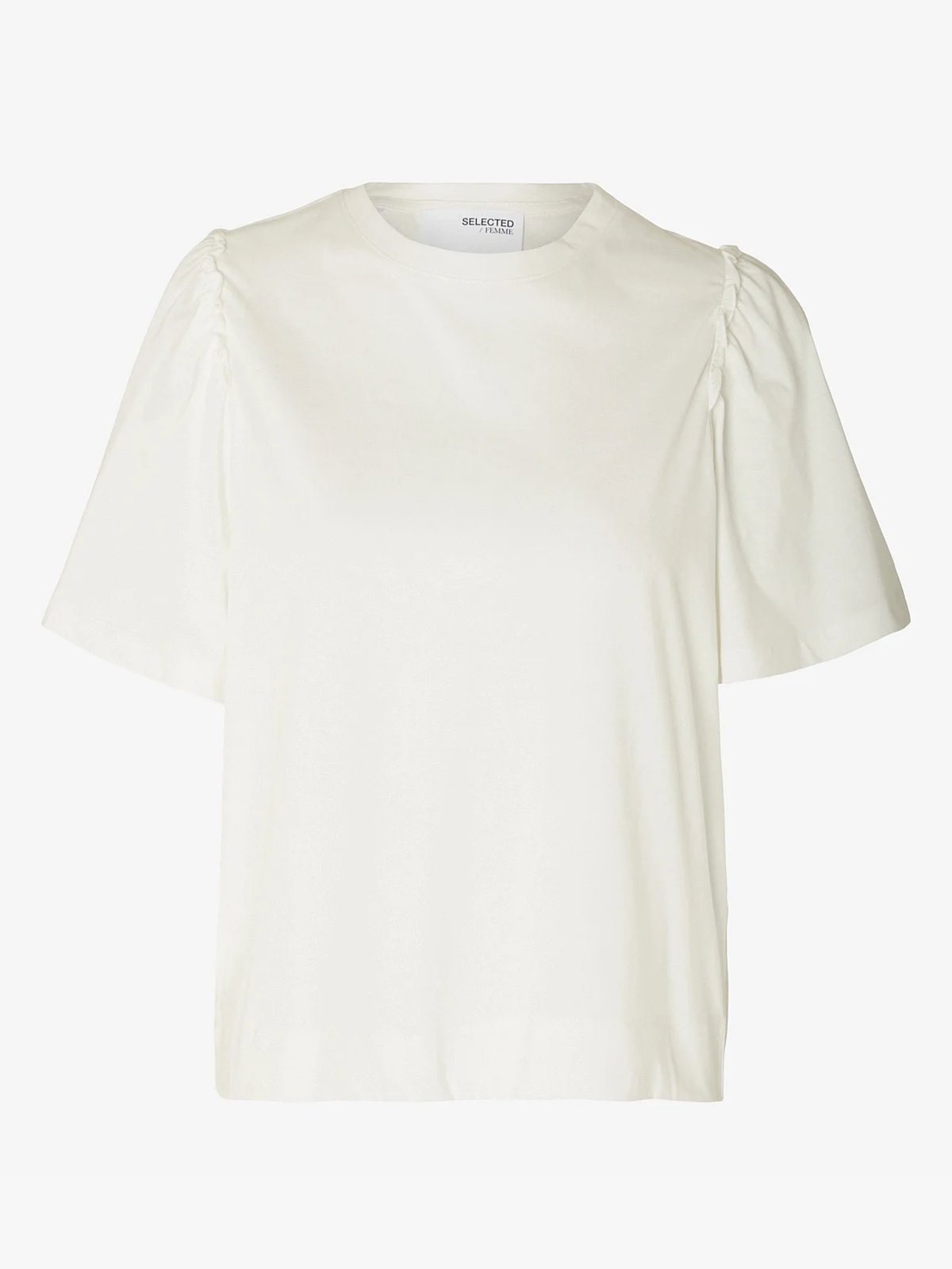 Selected Femme Penelope 2/4 Ruffle Tee Snow White